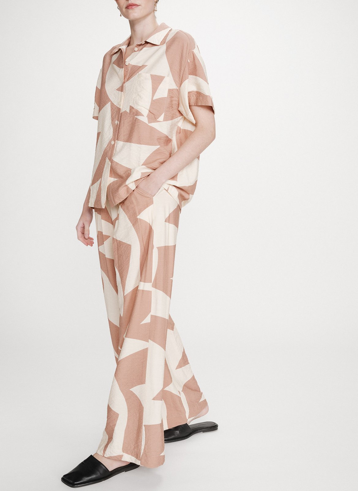 Chemise droite col classique imprimée GRACE ET MILA Marron