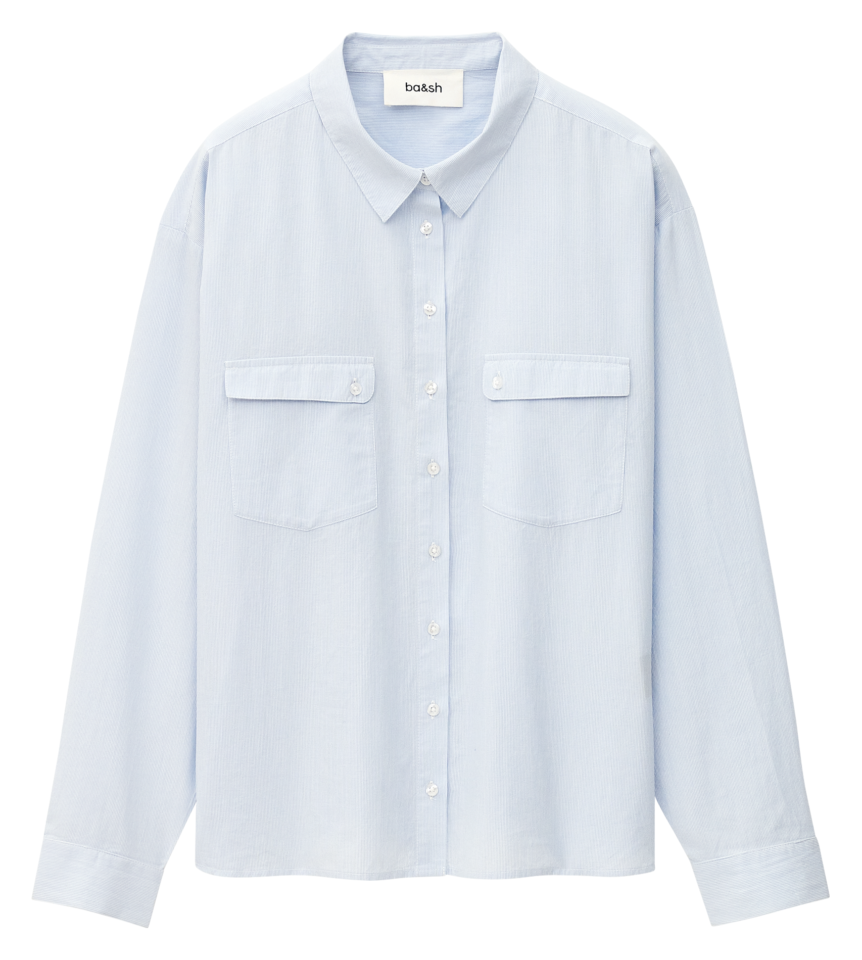 Chemise droite col classique en coton rayé BA&SH Bleu
