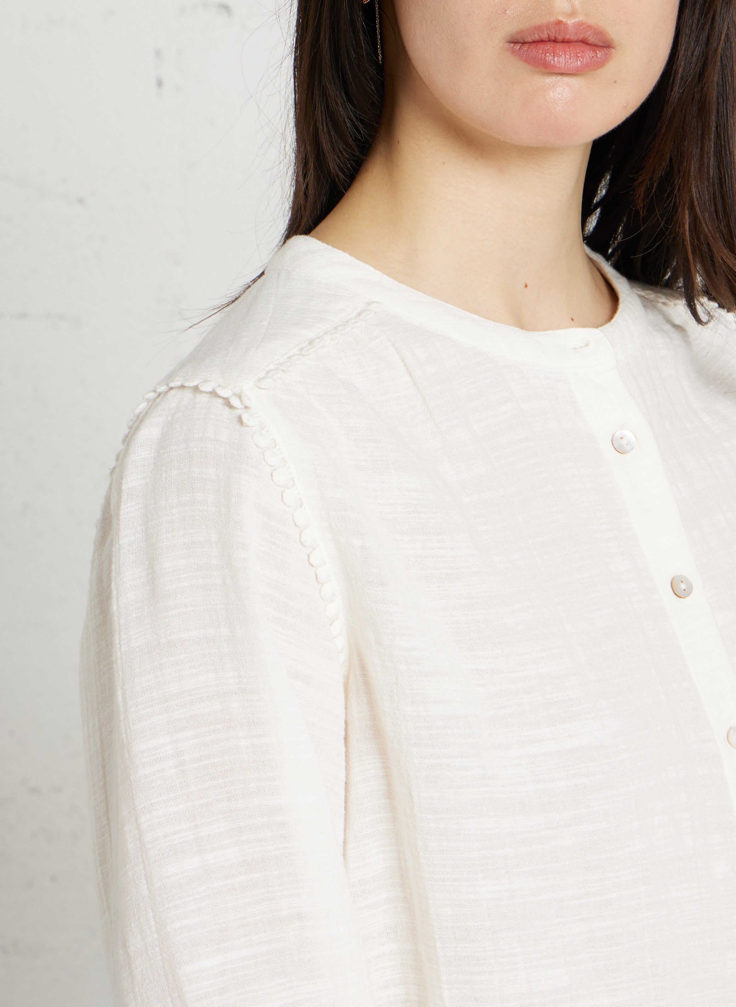 Chemise col rond en coton MAISON 123 Beige