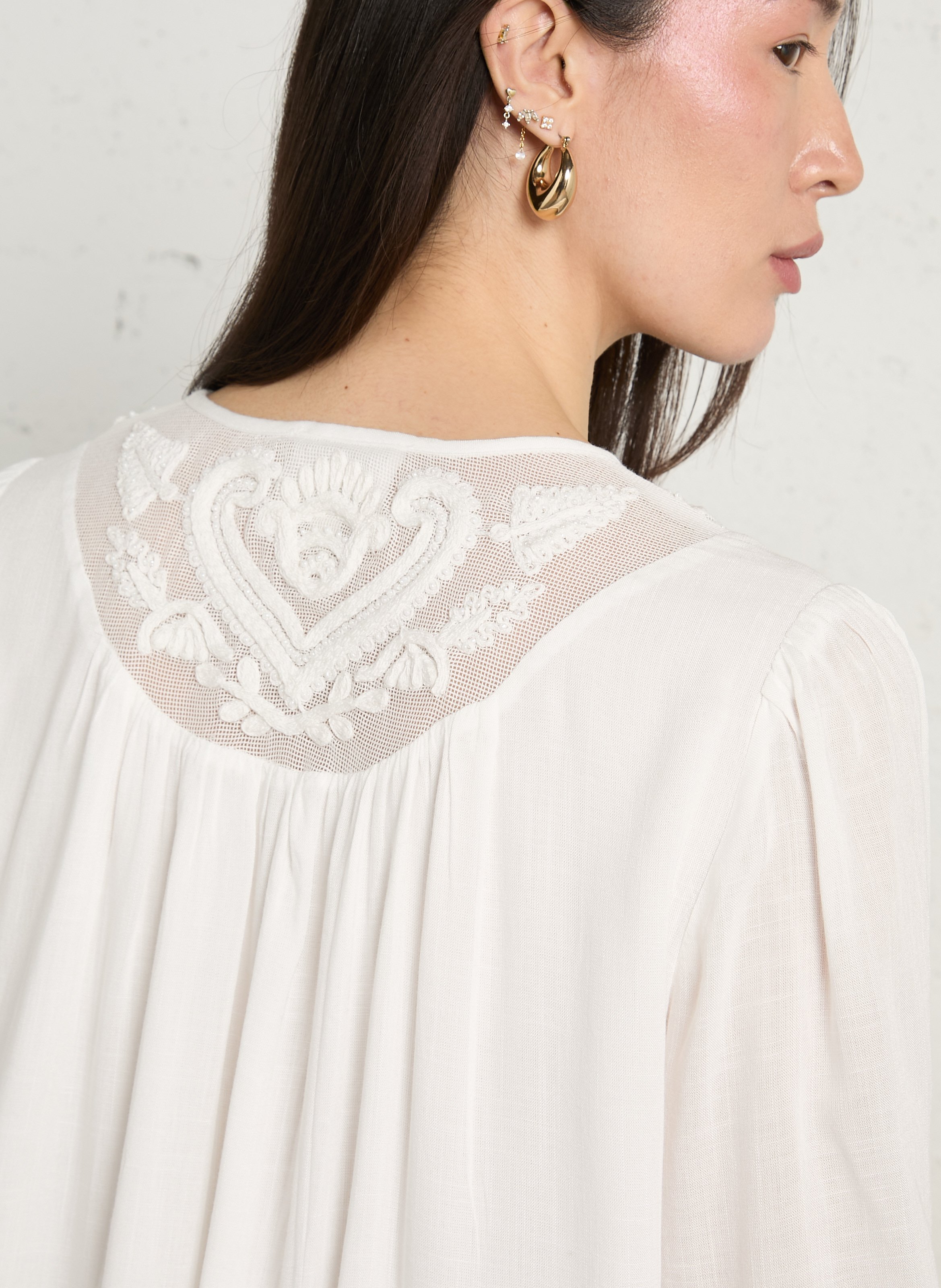 Embroidered V-neck blouse MAISON 123 White