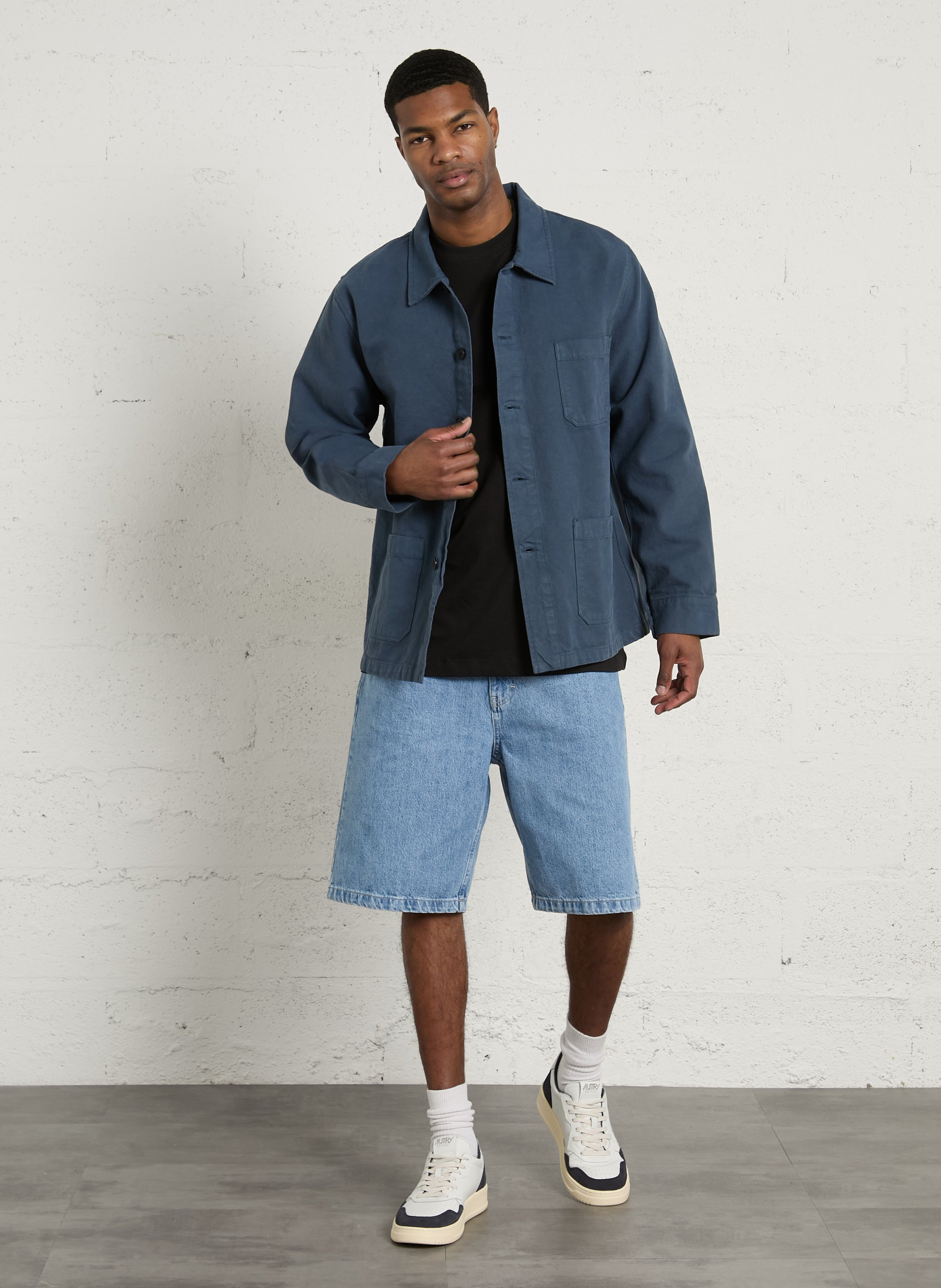 Straight cotton shorts Blue