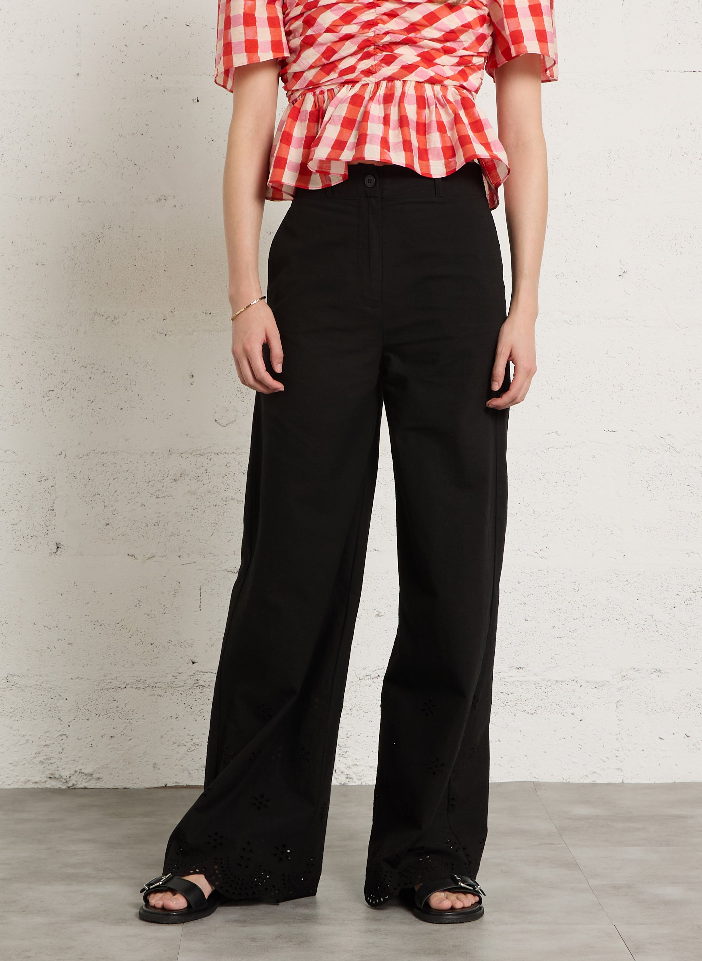 High-rise wide-leg jeans DES PETITS HAUTS Black