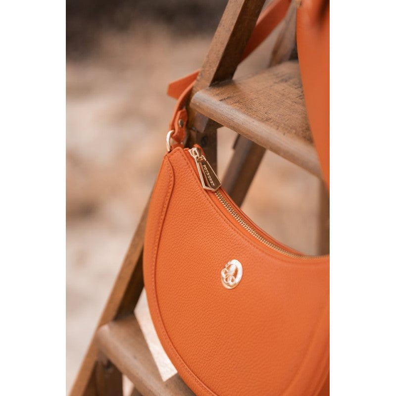 Calfskin leather shoulder bag POURCHET Orange