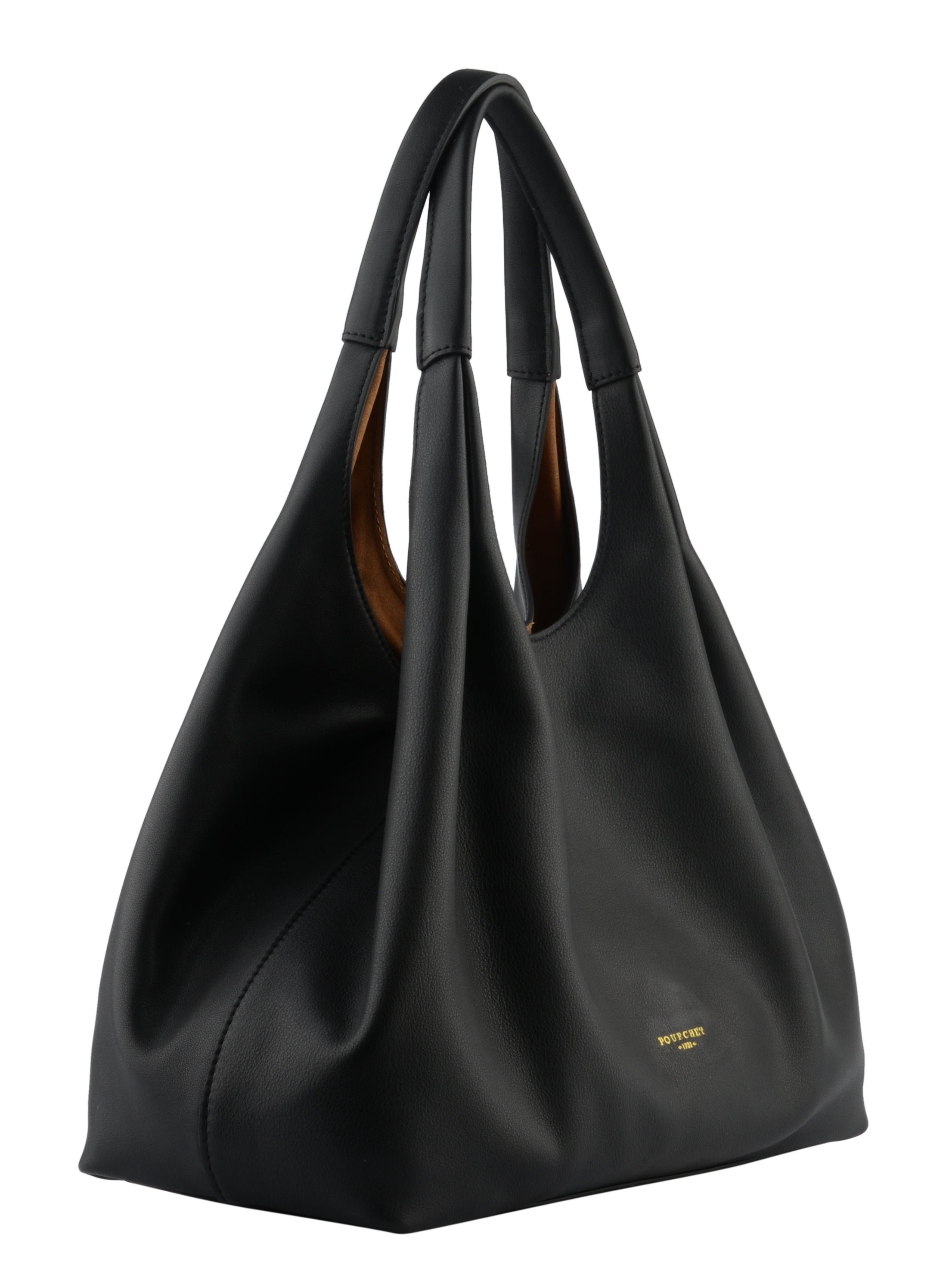 Calfskin leather shoulder bag | Black POURCHET Women