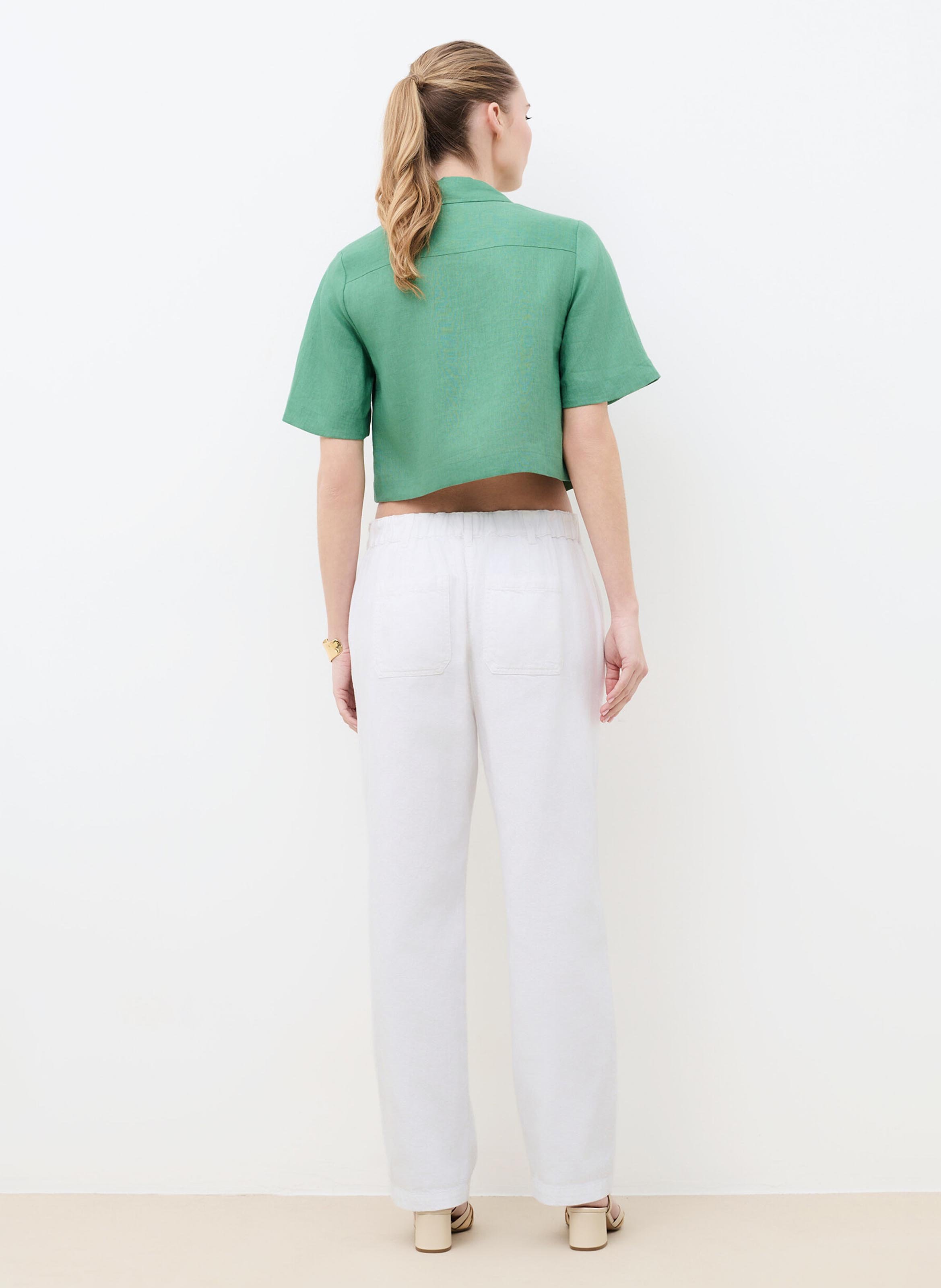 Gerade geschnittenes Leinenhemd mit klassischem Kragen CAROLL Grun