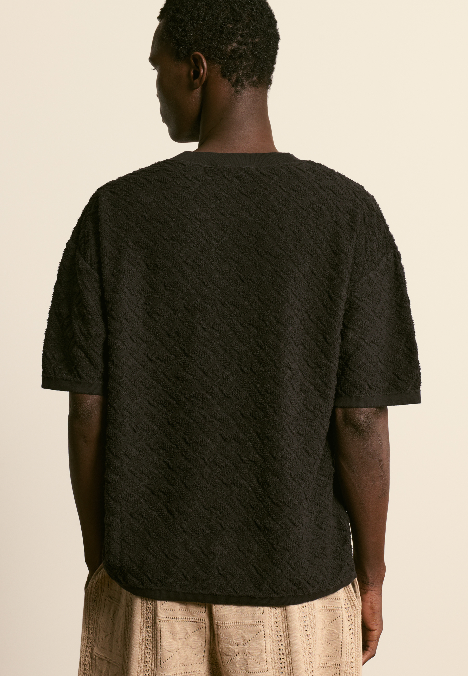 T-shirt en coton texturé MAISON MONTAGUT Noir