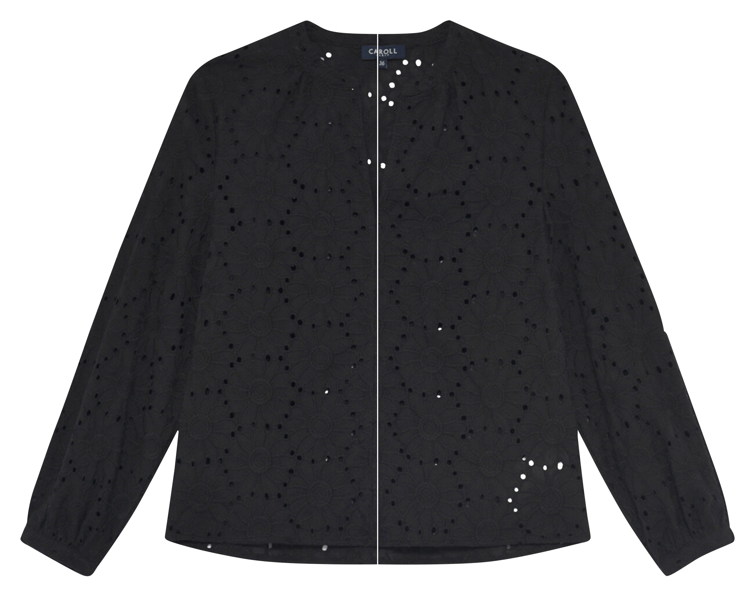 Blouse col V en coton CAROLL Noir