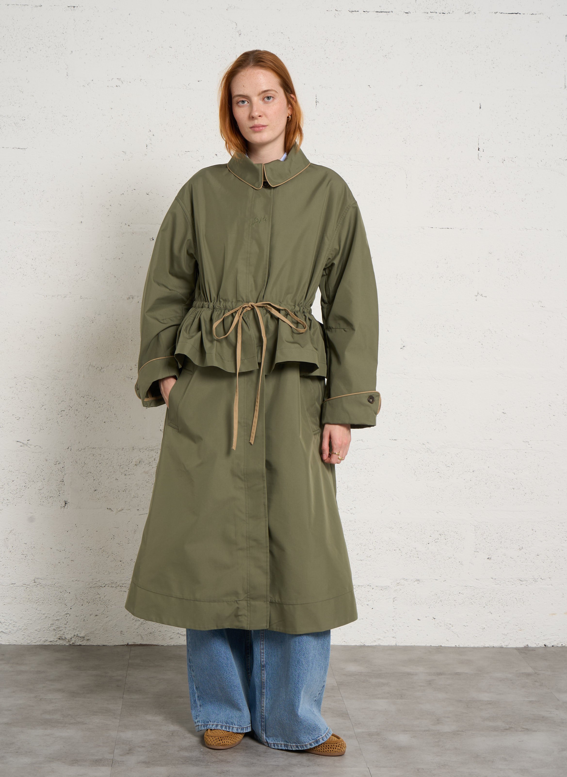 Oversized coat in blended organic cotton DAMSON MADDER Green