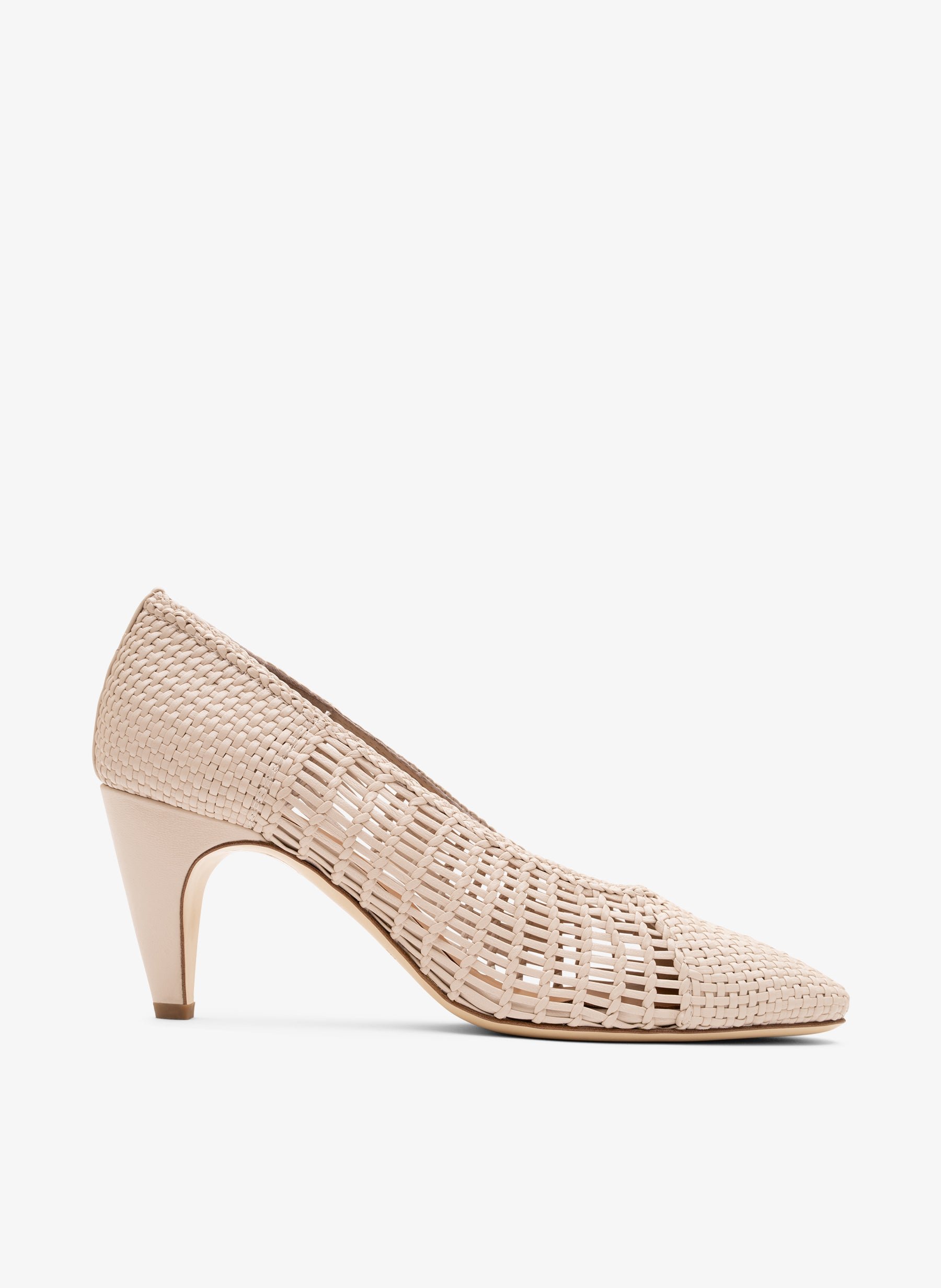 Braided nappa leather pumps in latte PARALLELE PARIS White