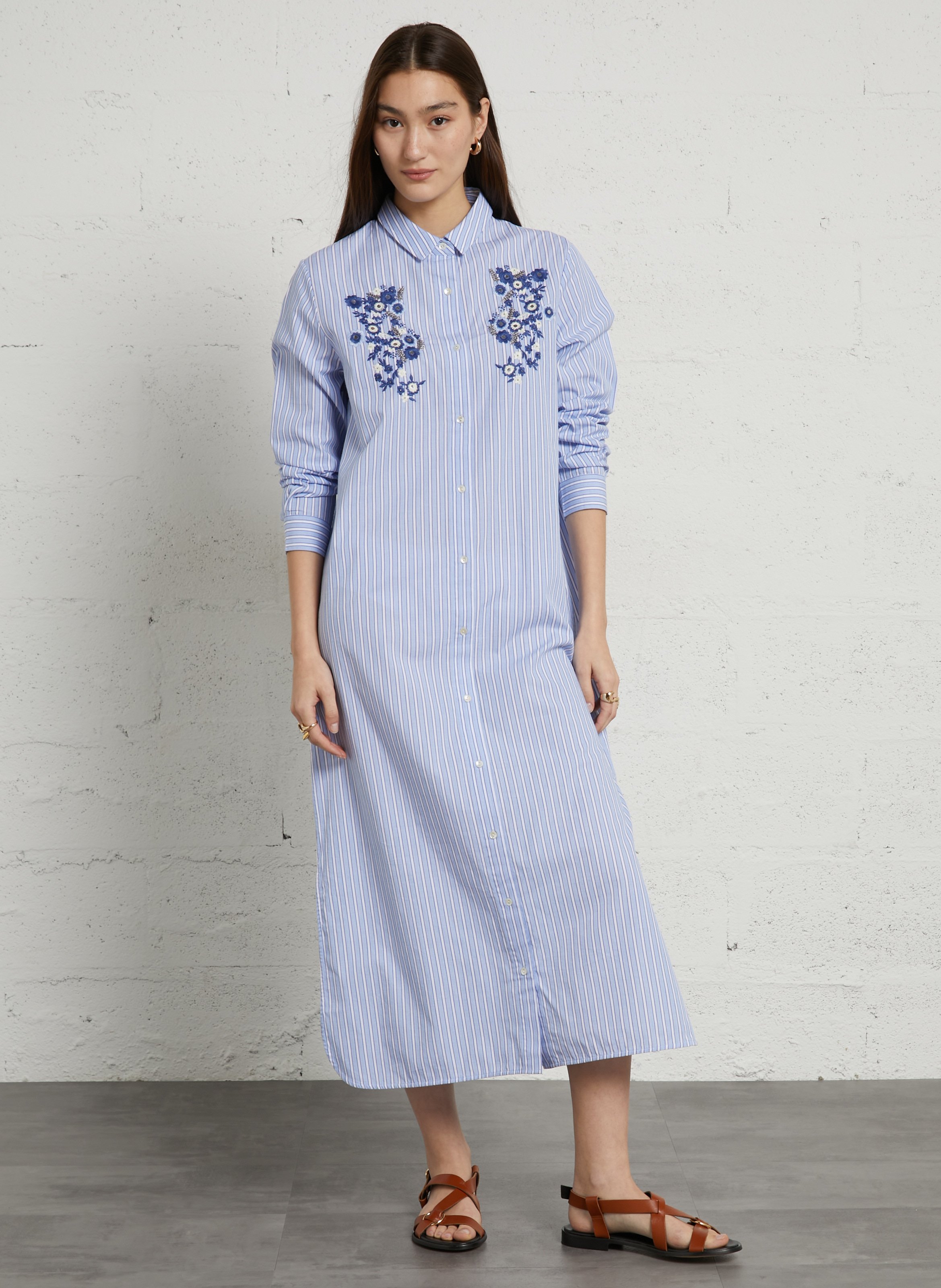 Long loose-fit cotton dress BELLA JONES Blue