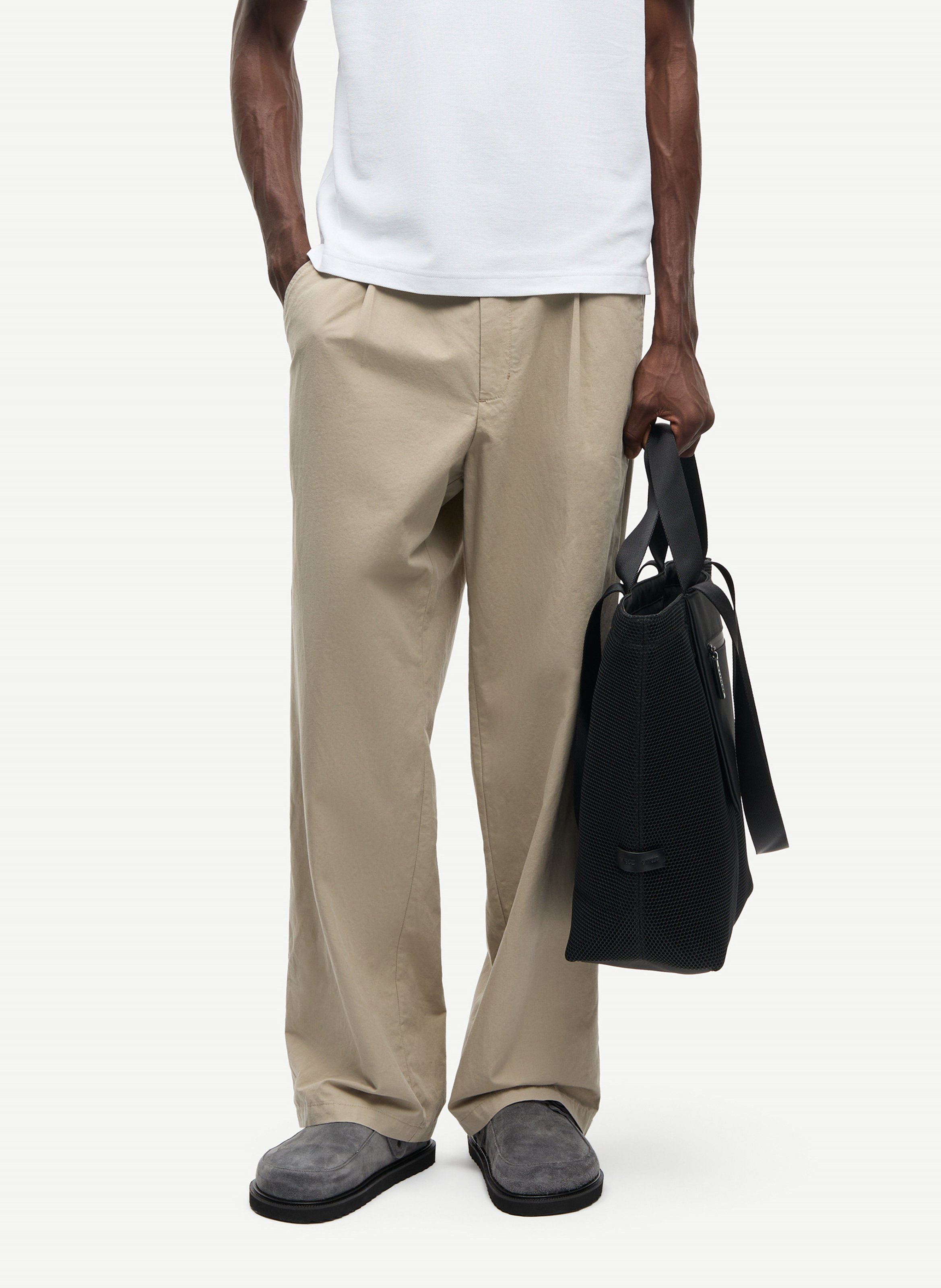 Straight pants in organic cotton and linen SAMSOE SAMSOE Beige
