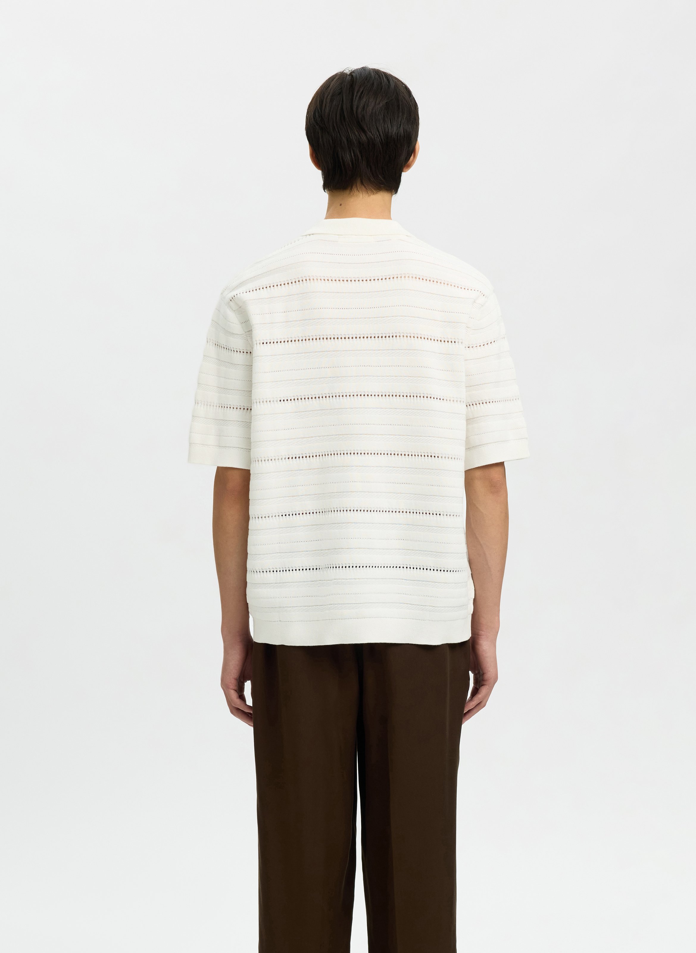 Gilet droit col classique en coton bio SELECTED Beige