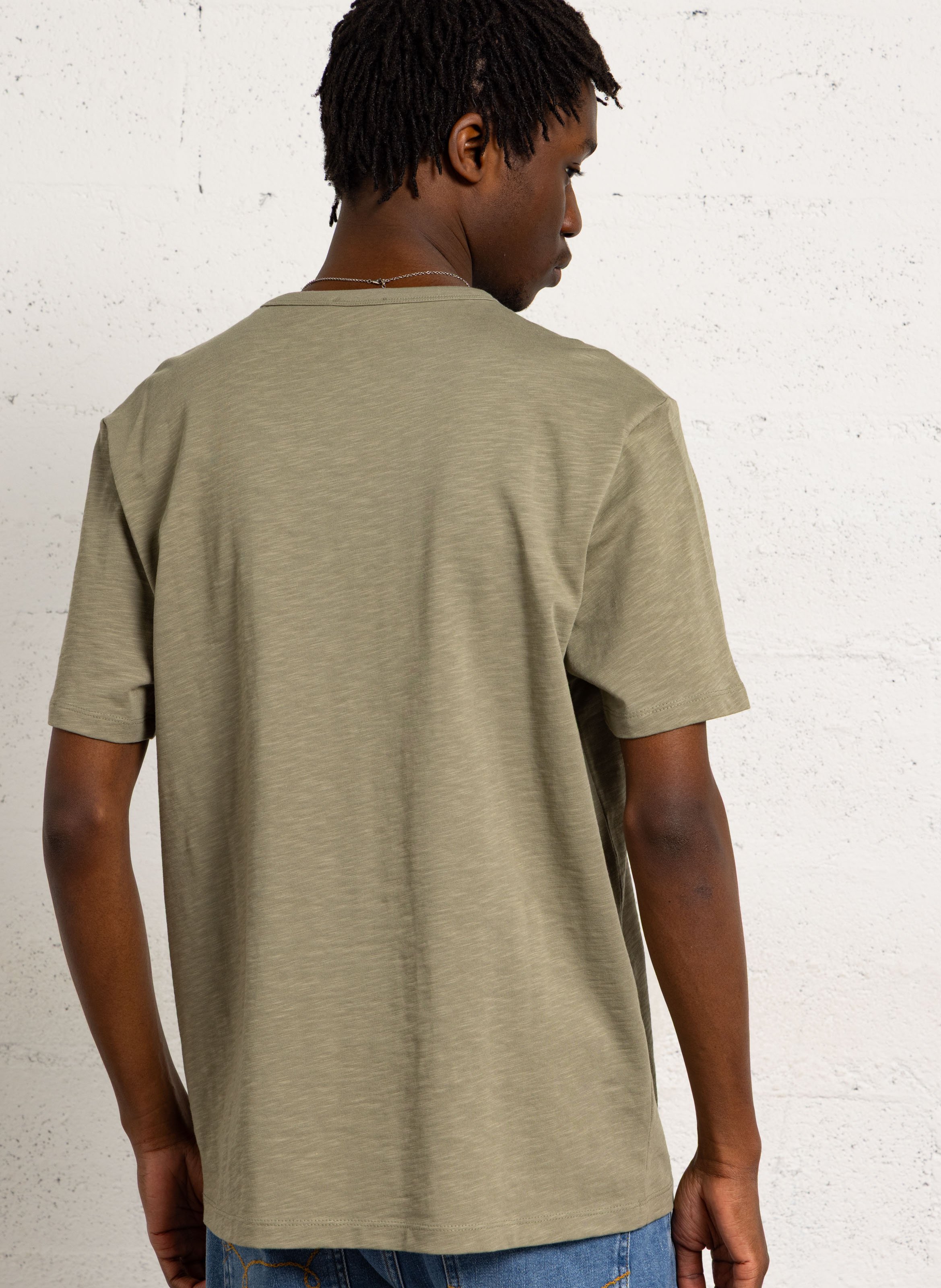 Tee-shirt droit col rond brodé en coton EDEN PARK Beige