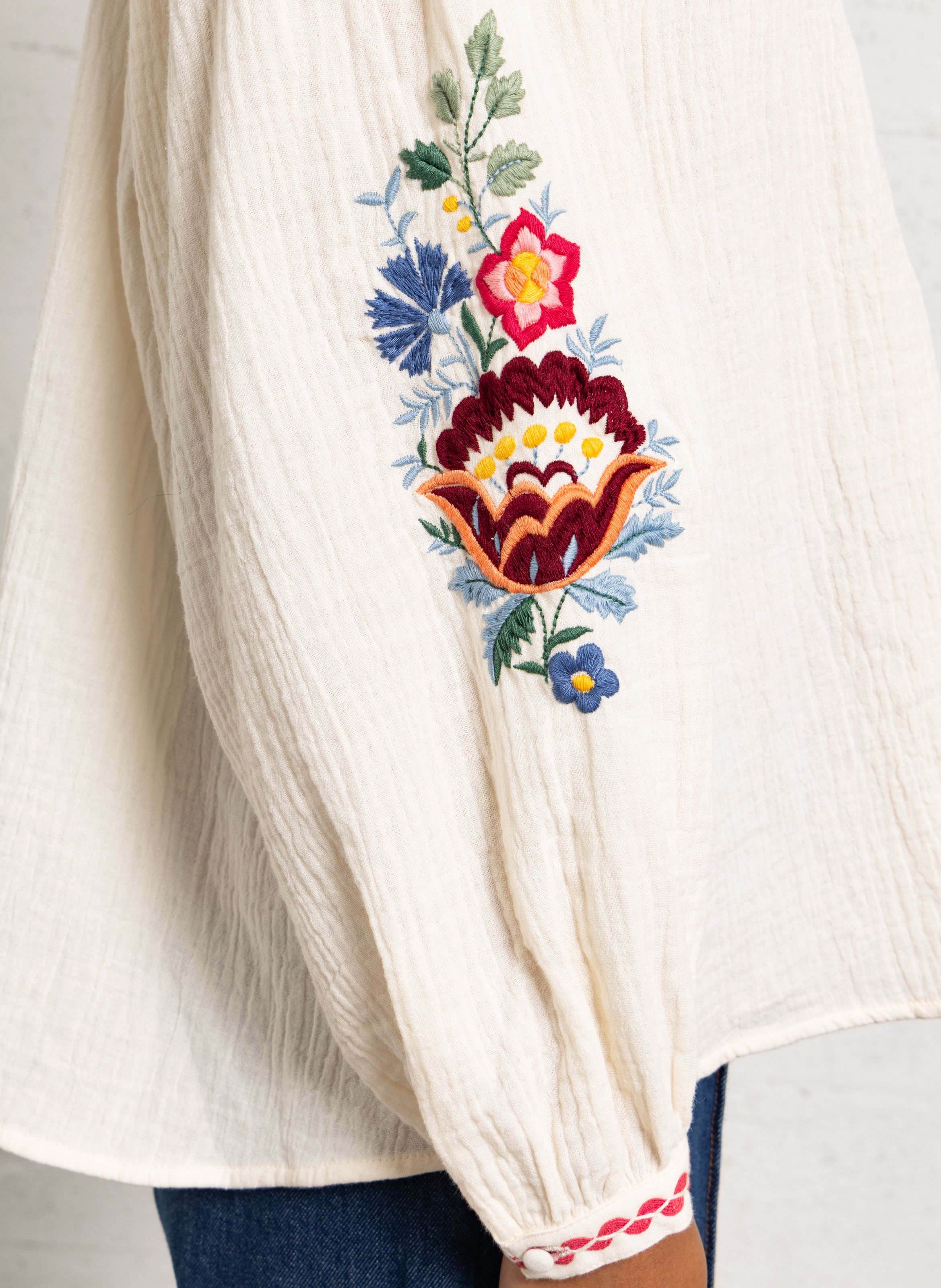 Bluse aus Bio-Baumwolle mit Rundhalskragen LOUISE MISHA Beige