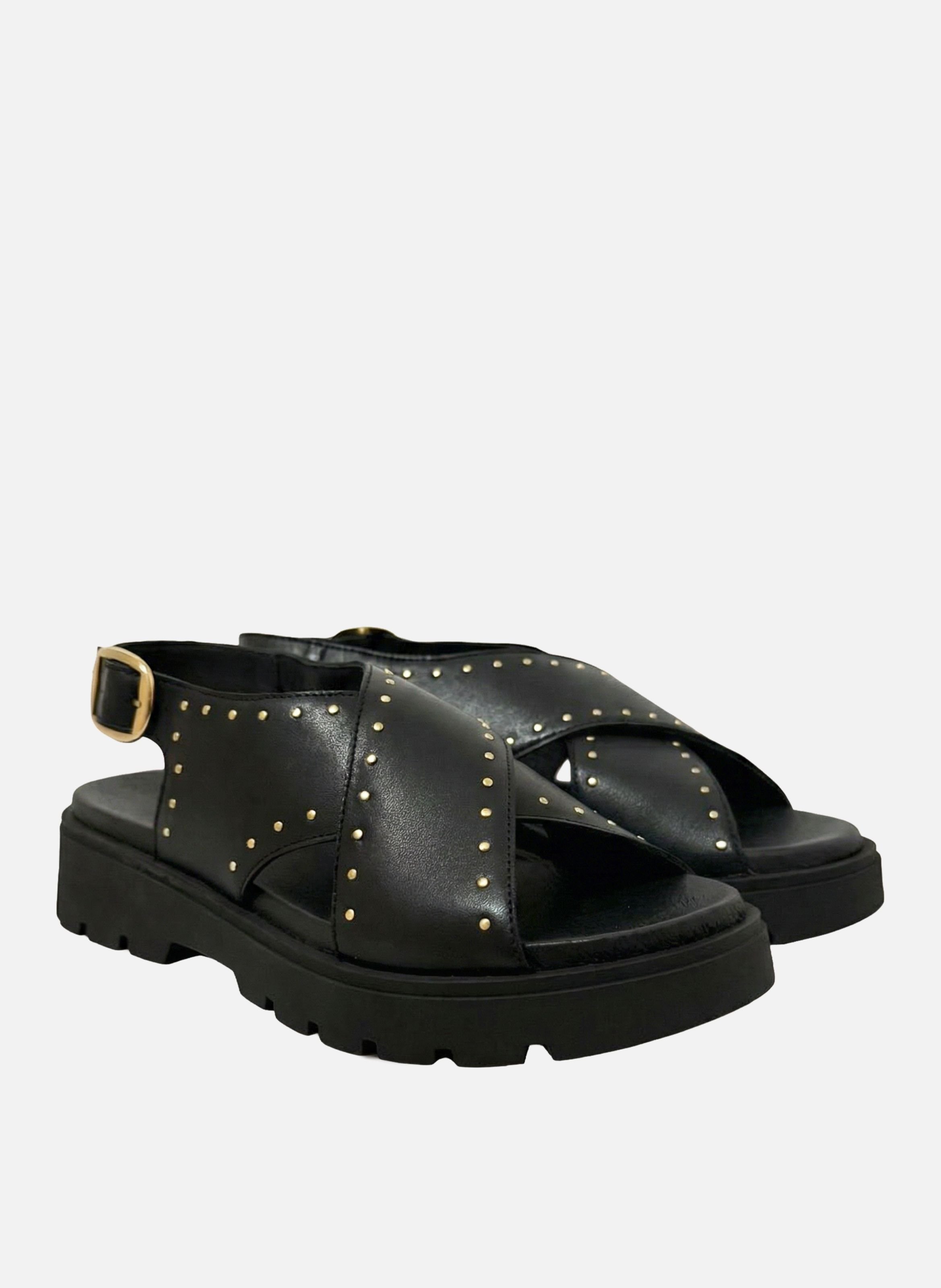 Sandals rubber lou smooth leather JULES & JENN Black