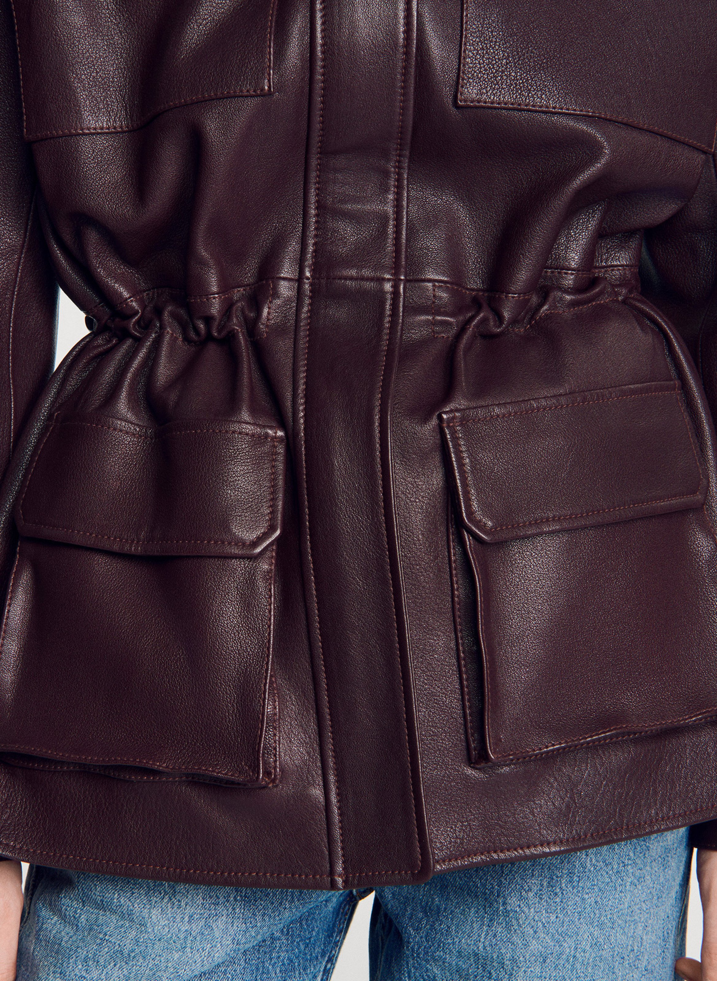 Oversized, leren jack SANDRO Rood