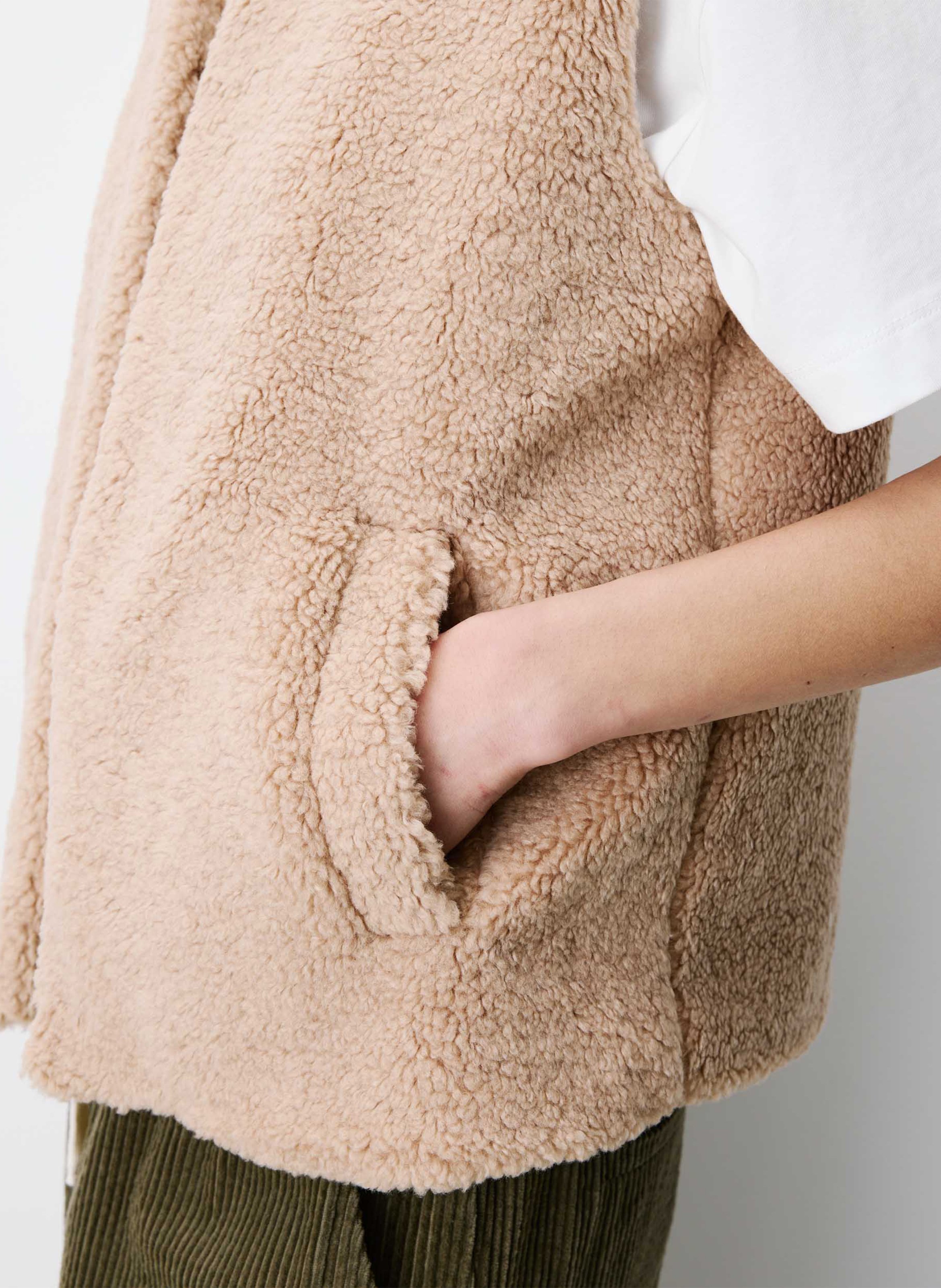 Veste sans manches en shearling synthétique GRACE ET MILA Beige