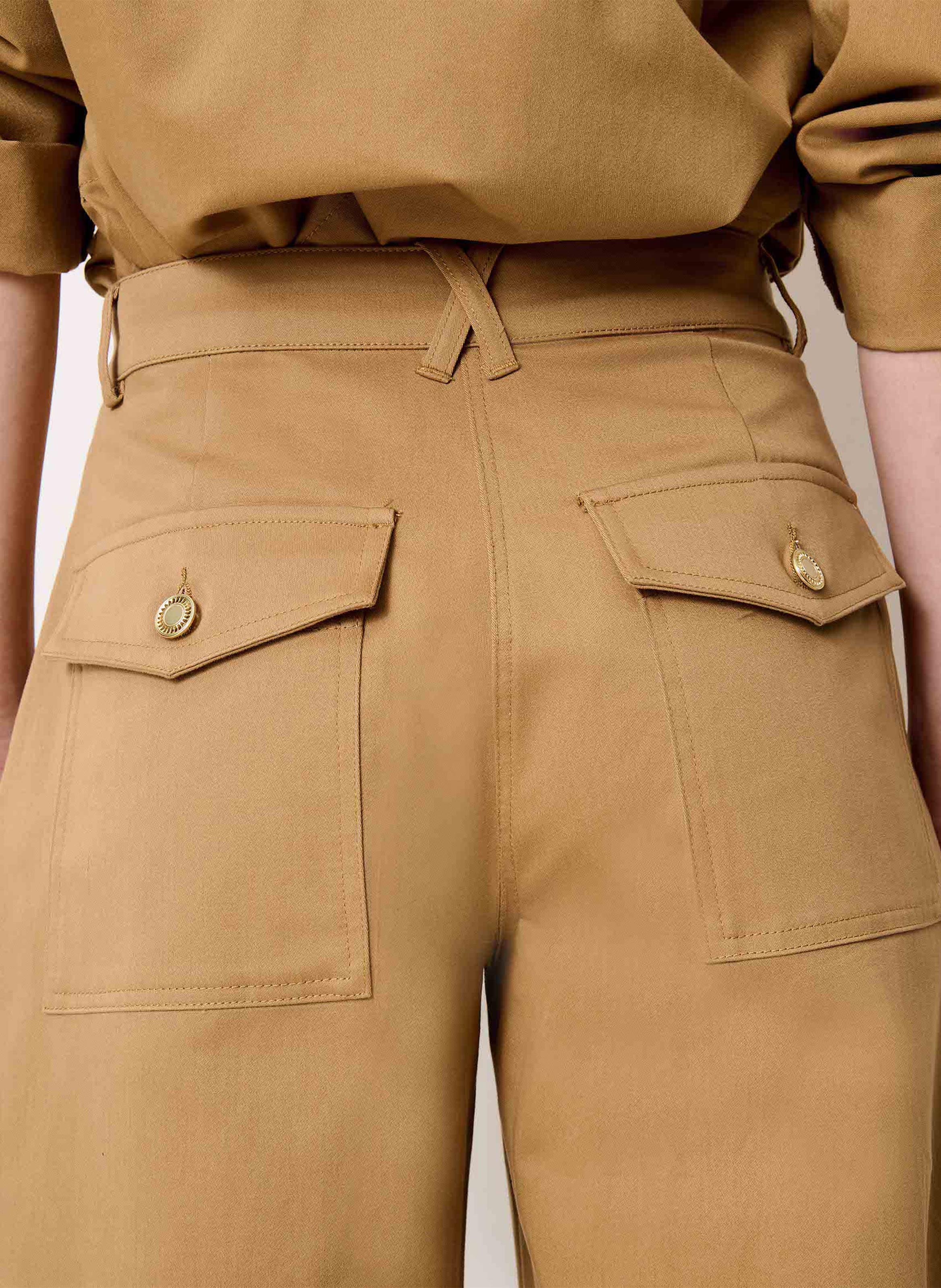 High-waisted rounded trousers SESSUN Beige