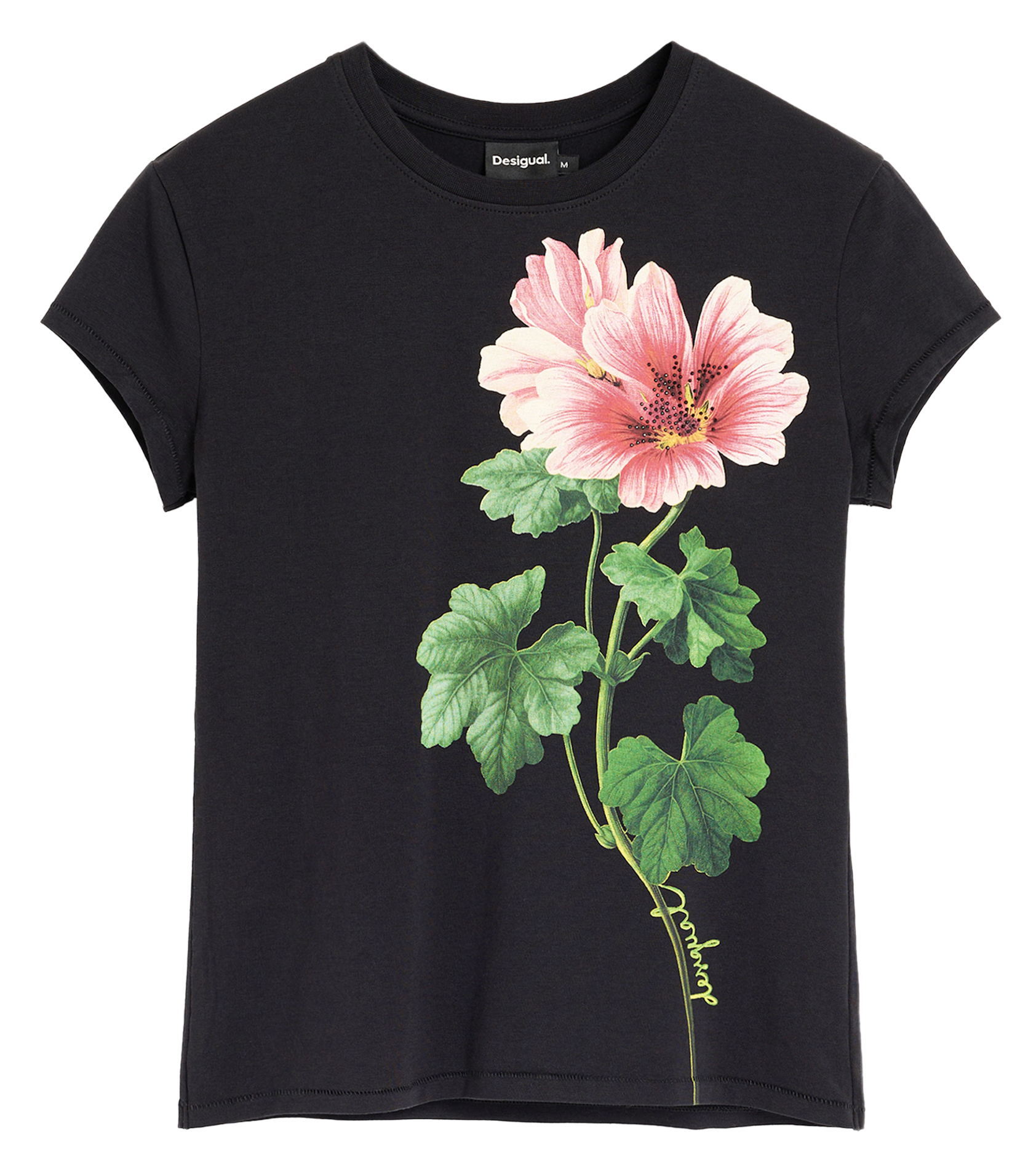 Aansluitend bedrukt T-shirt van gemengd katoen DESIGUAL Zwart