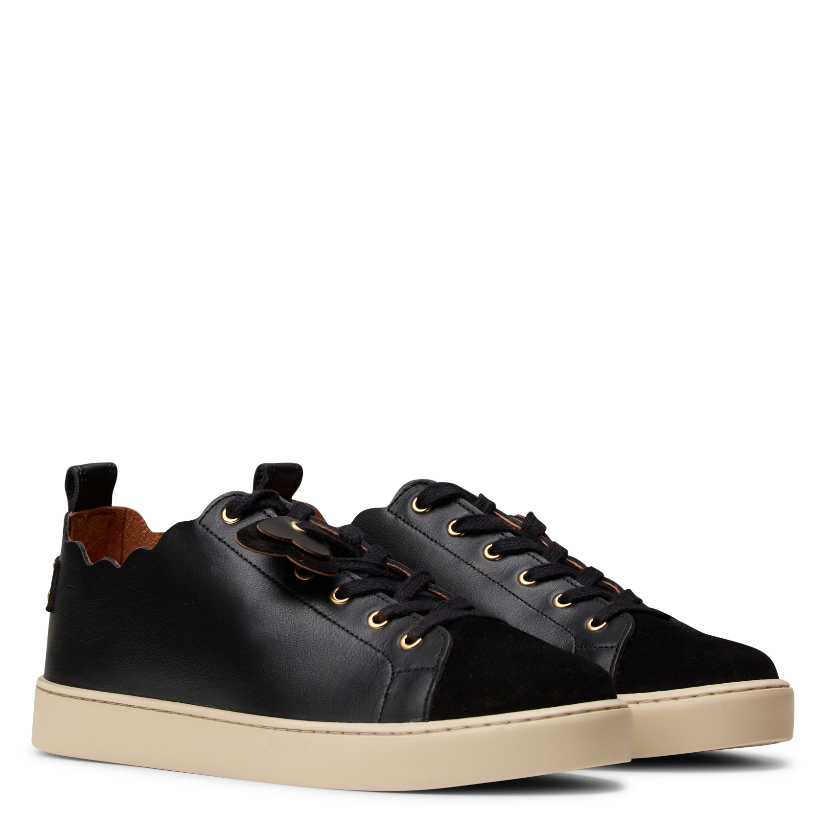 Low-top lace-up leather sneakers MAISON TOUFET Black