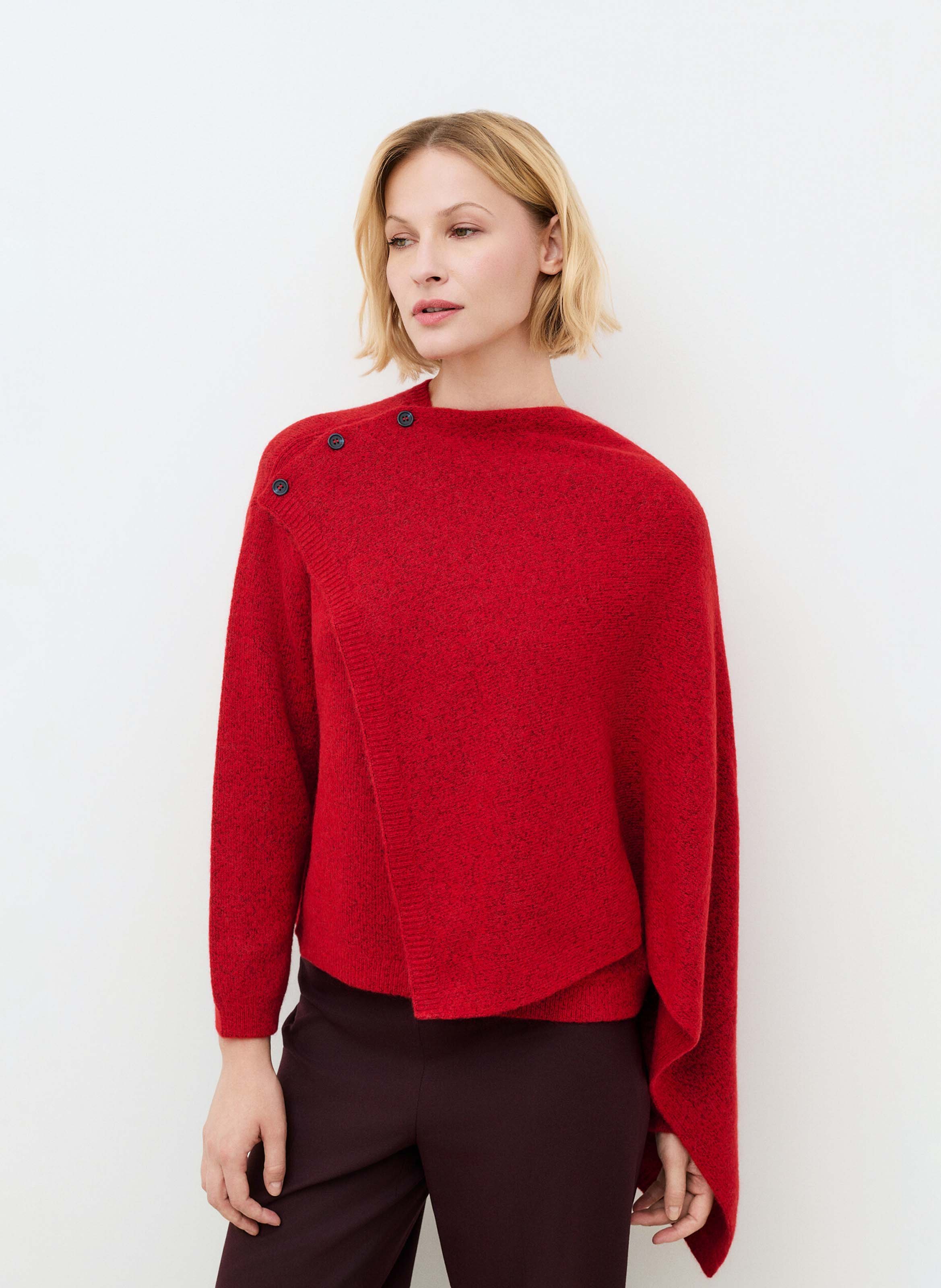 Pull col rond drapé CAROLL Rouge