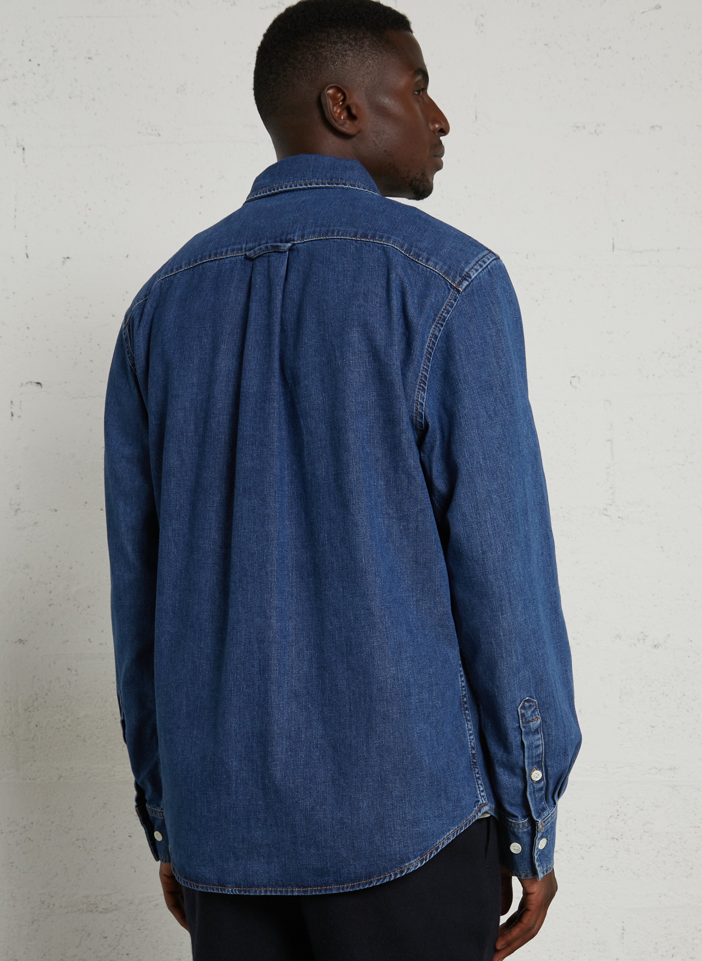 Chemise droite boutonnée en jean GANT Bleu