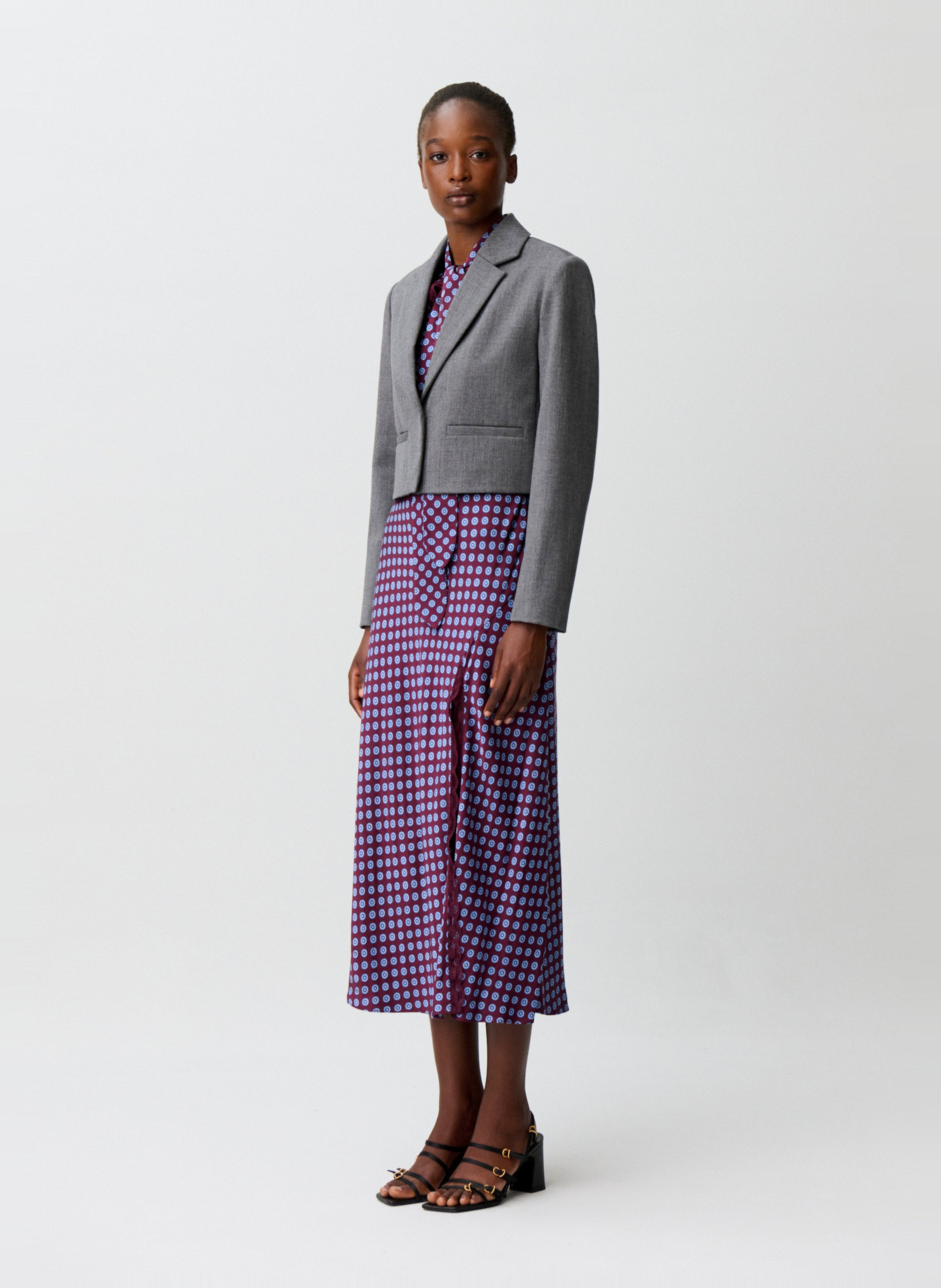 Veste tailleur droite en laine CLAUDIE PIERLOT Gris