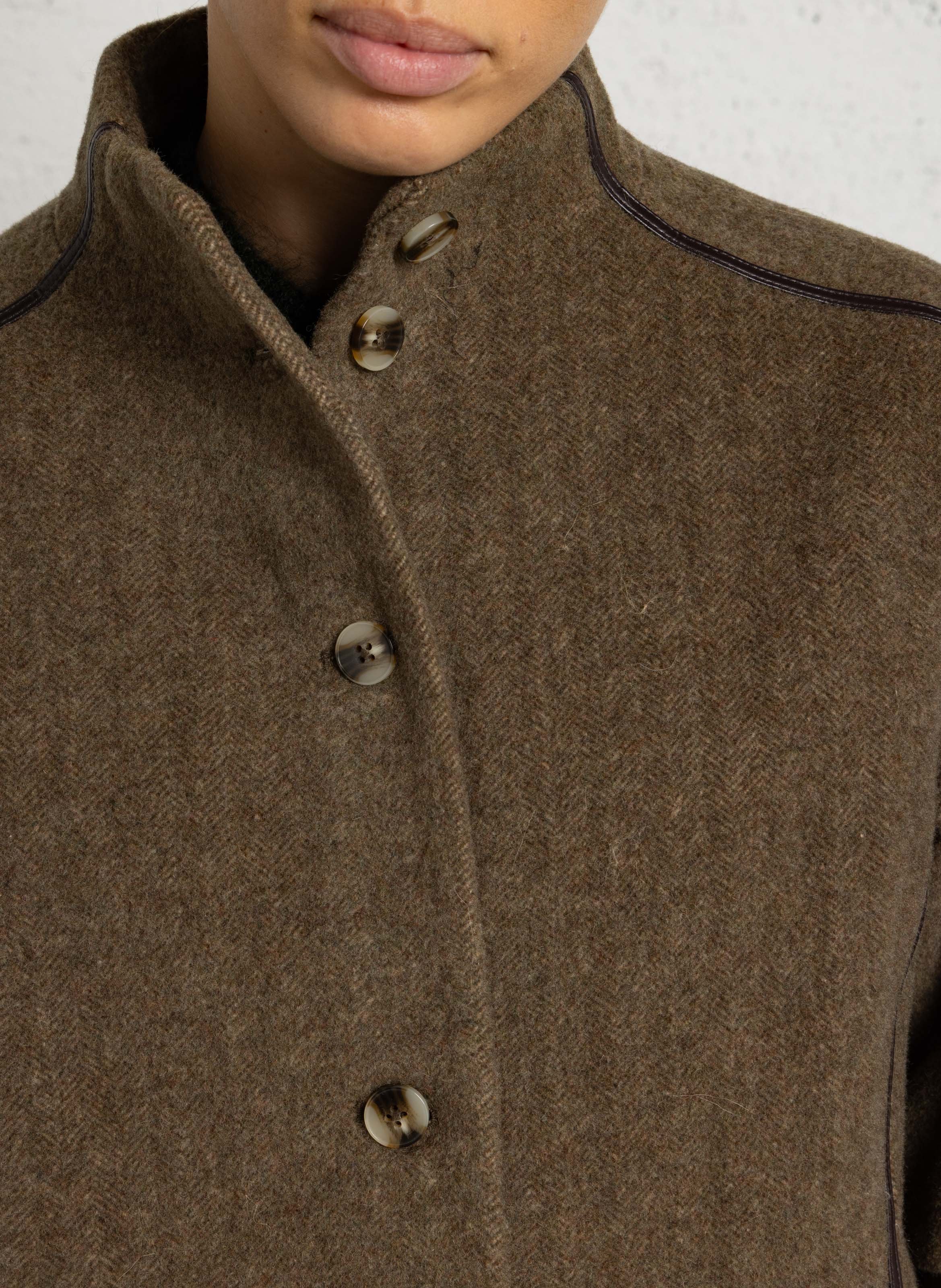 Manteau droit col montant en laine mélangée MAISON 123 Vert