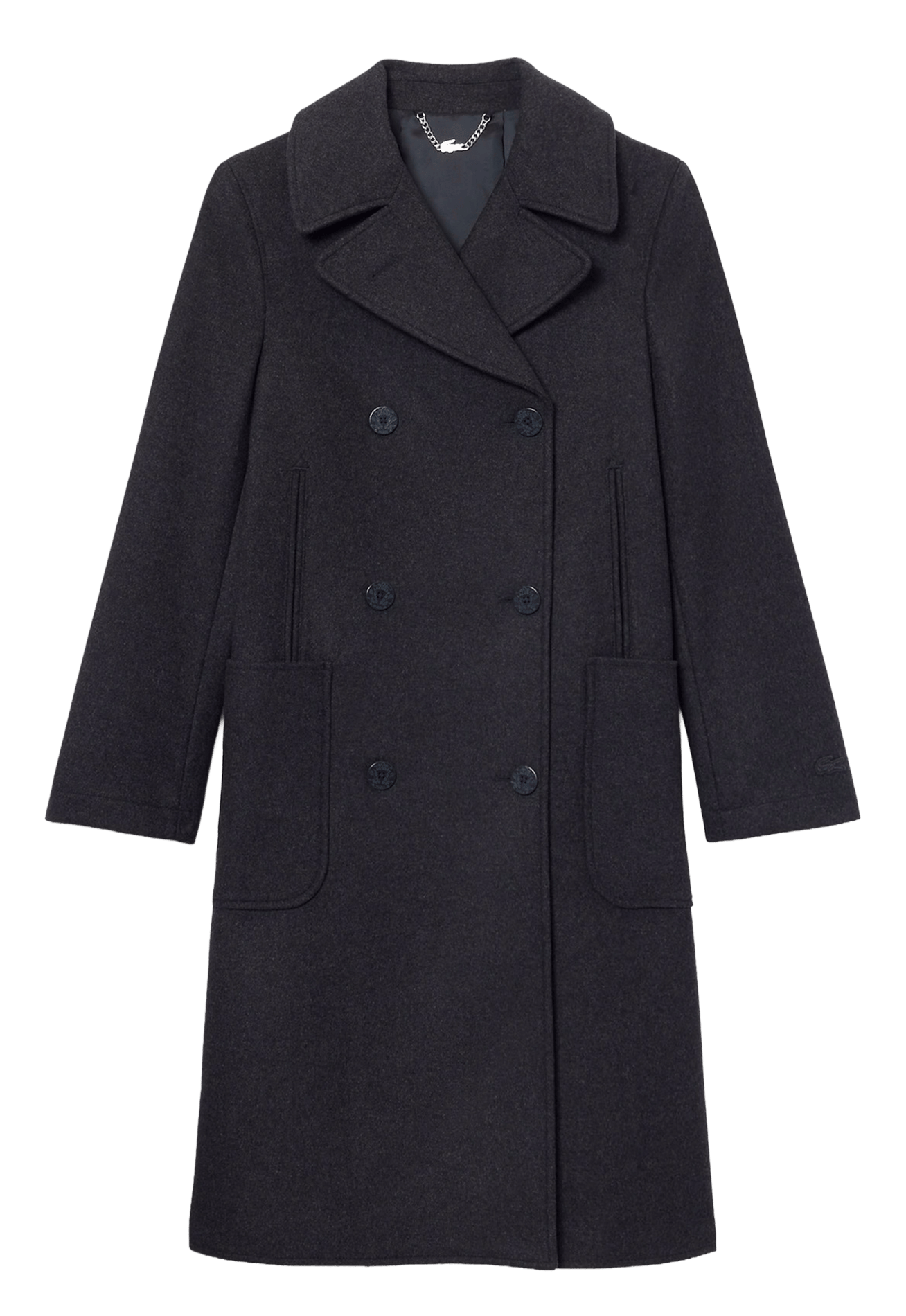 Manteau col tailleur en laine mélangée LACOSTE Brown