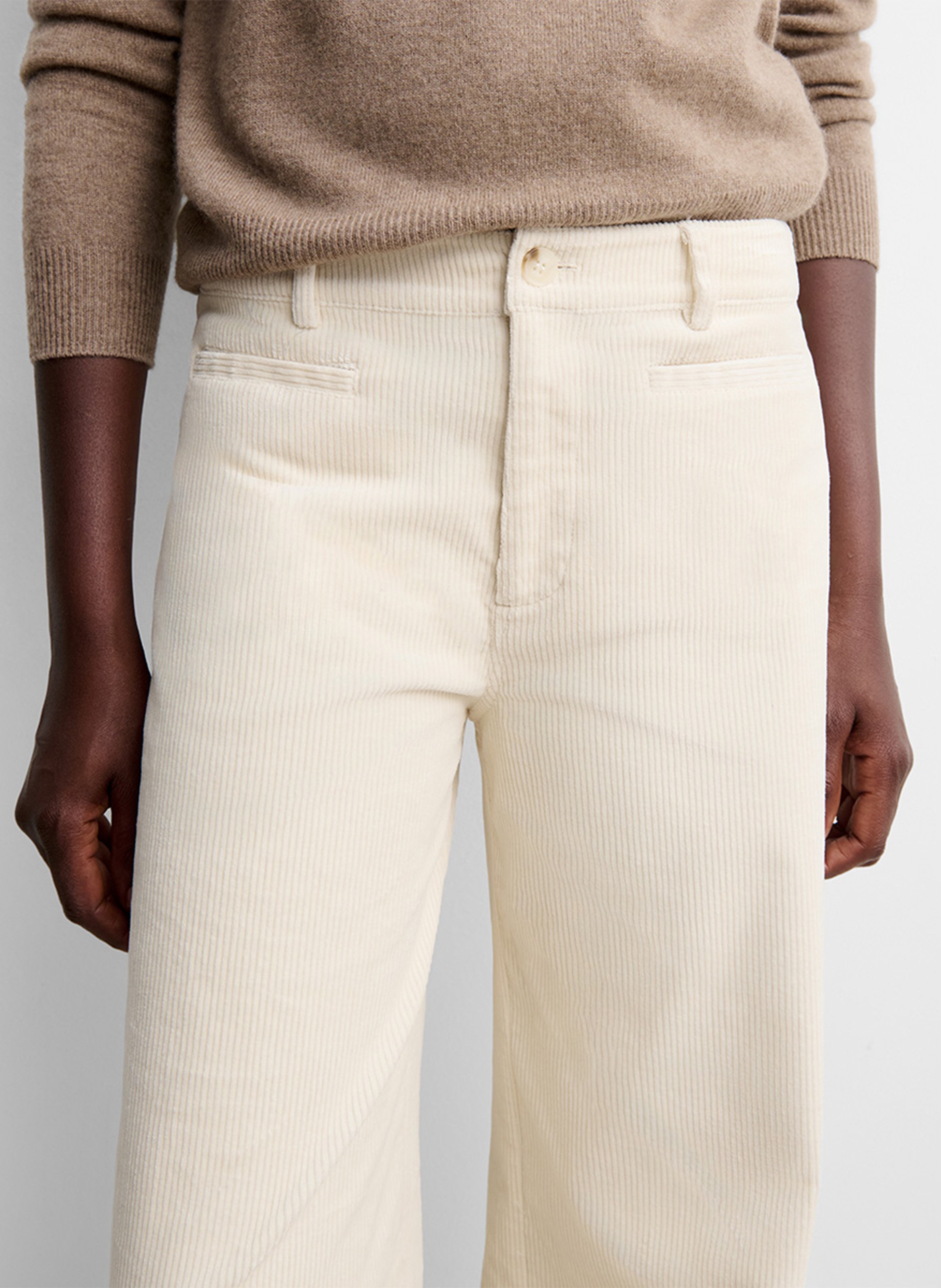 Wijde ribbroek SIMORRA Beige