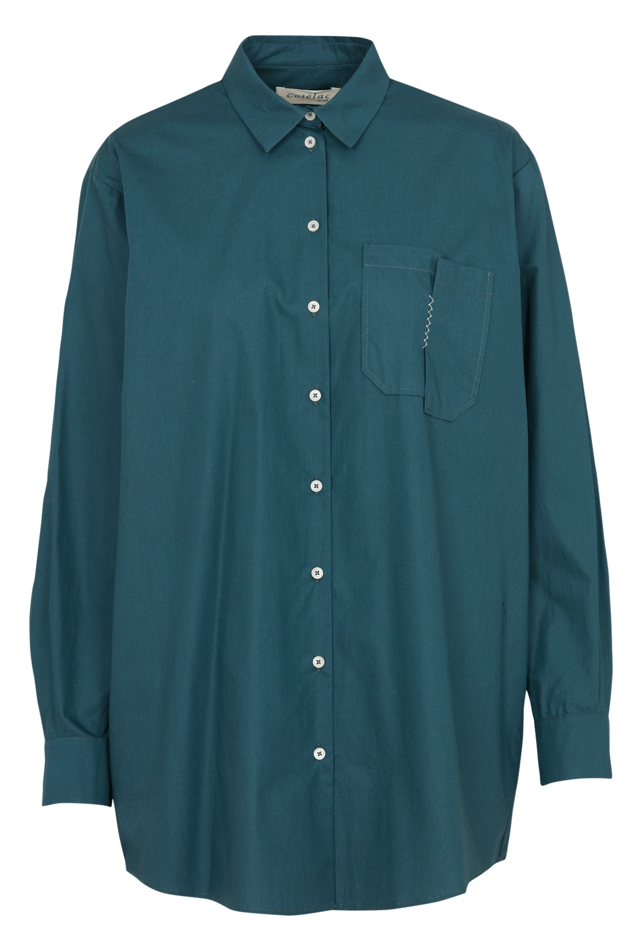 Blouse van biokatoen met klassieke kraag COTELAC ACOTE Groen