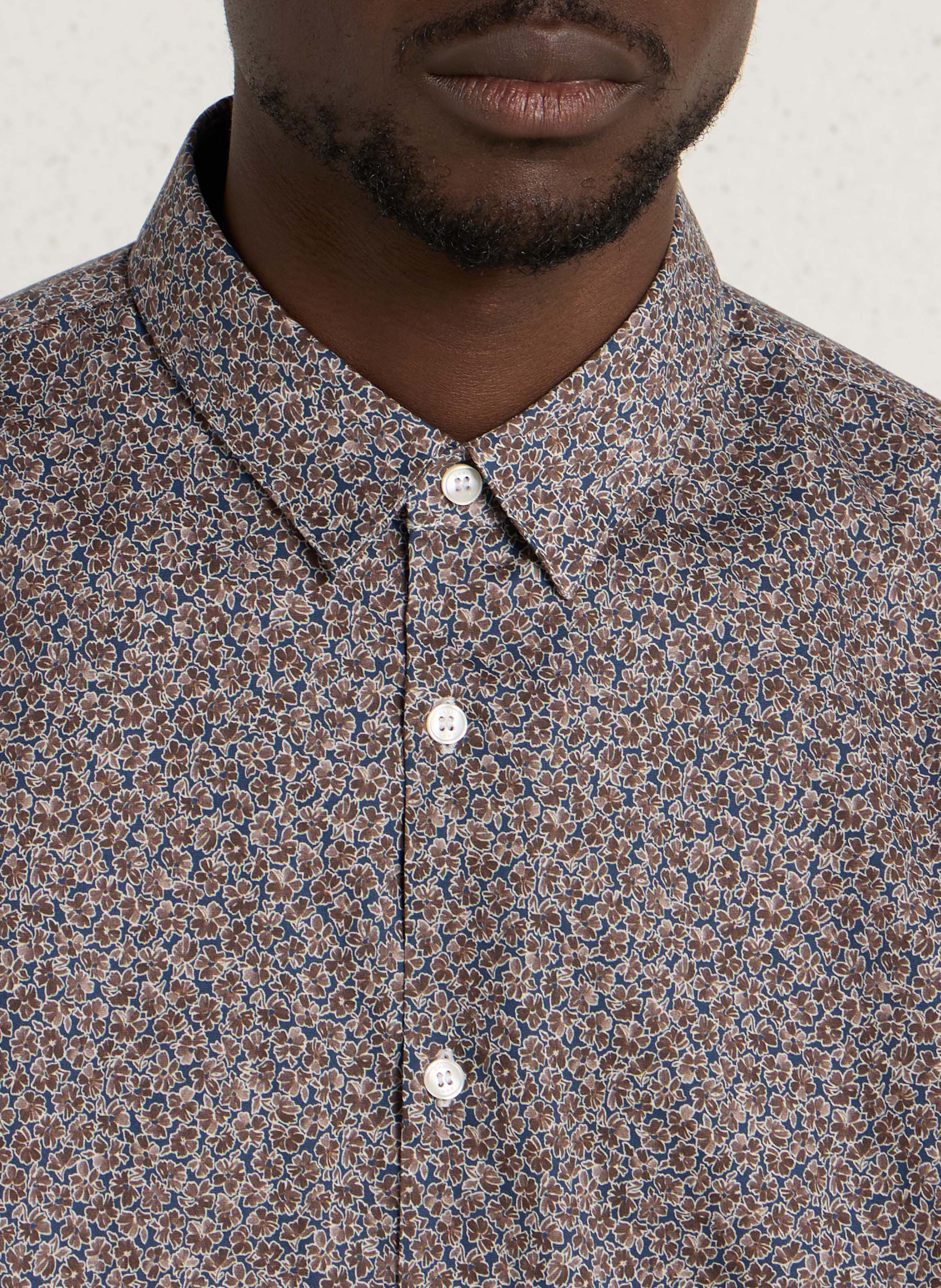 Hemd aus Baumwoll-Mix mit Print, Slim Fit IKKS Blau