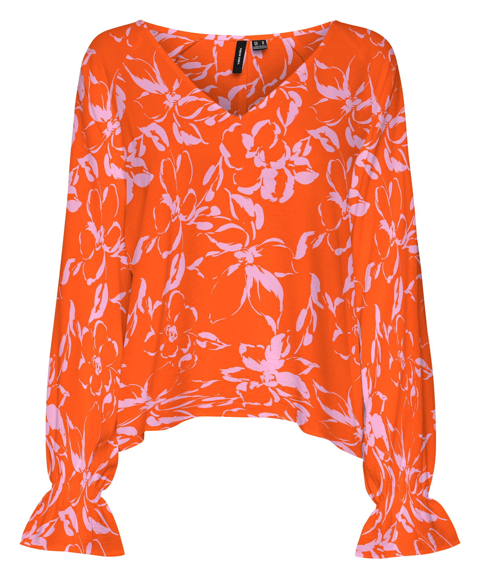Blouse à col V imprimée VERO MODA CURVE Orange