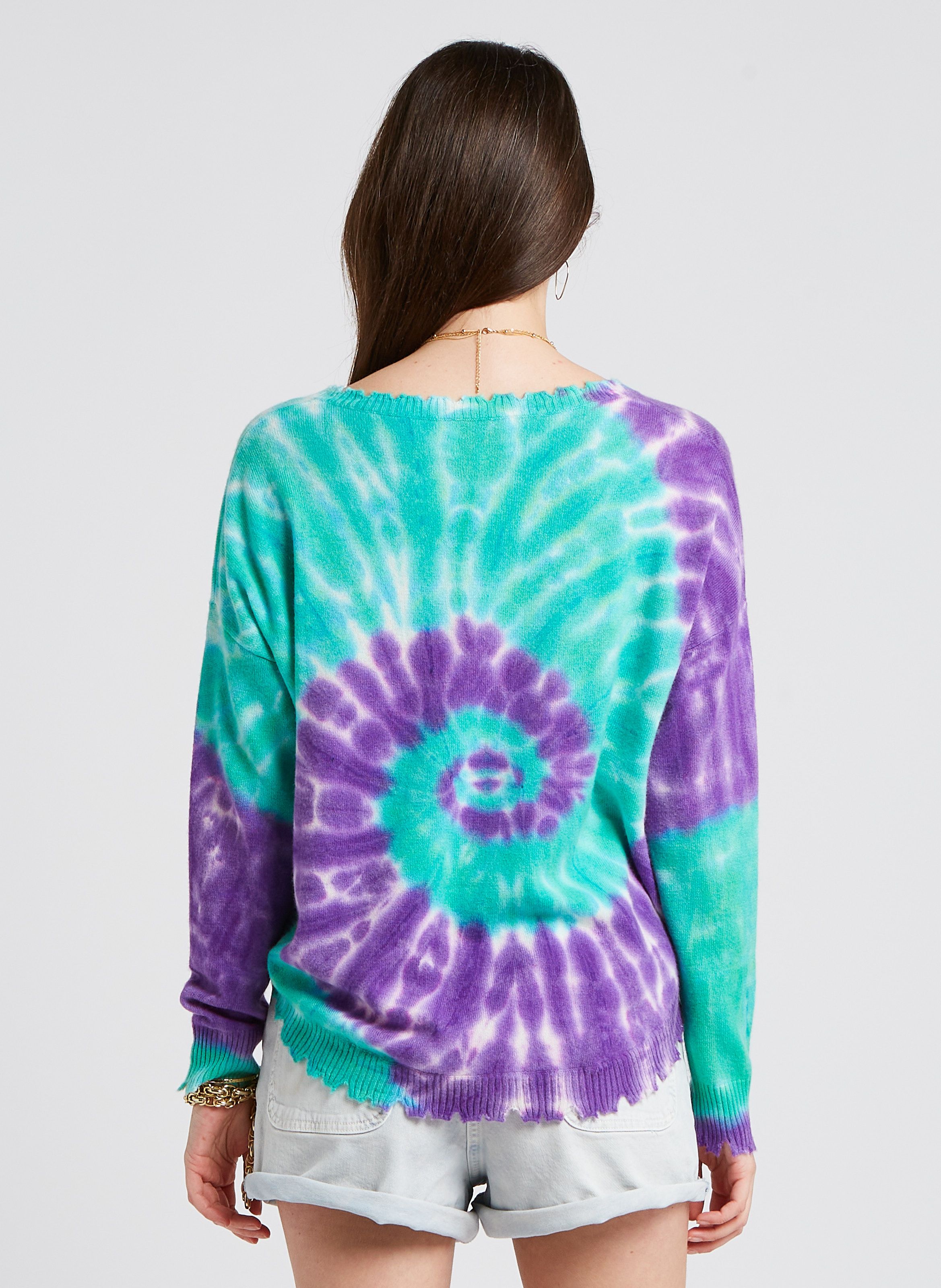 Pull Tie and dye En Cachemire Mela Sunny Deep Purple Kujten