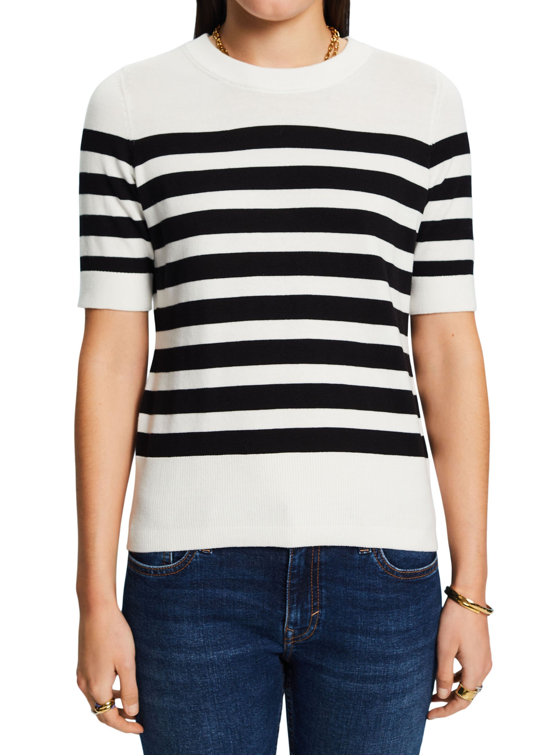 Round-neck cotton sweater White