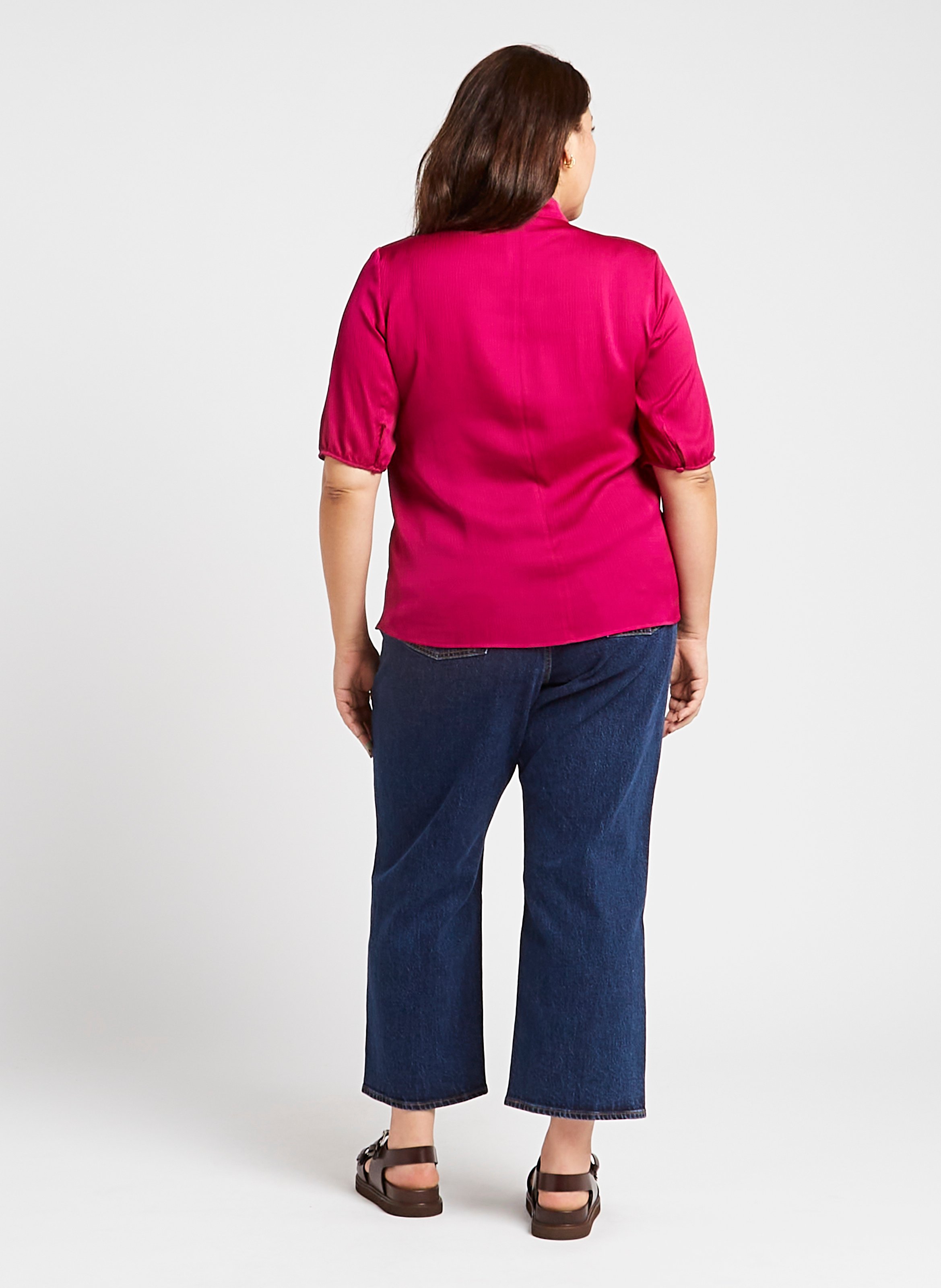 Loose-fit V-neck blouse with tie PERSONA by Marina Rinaldi Pink