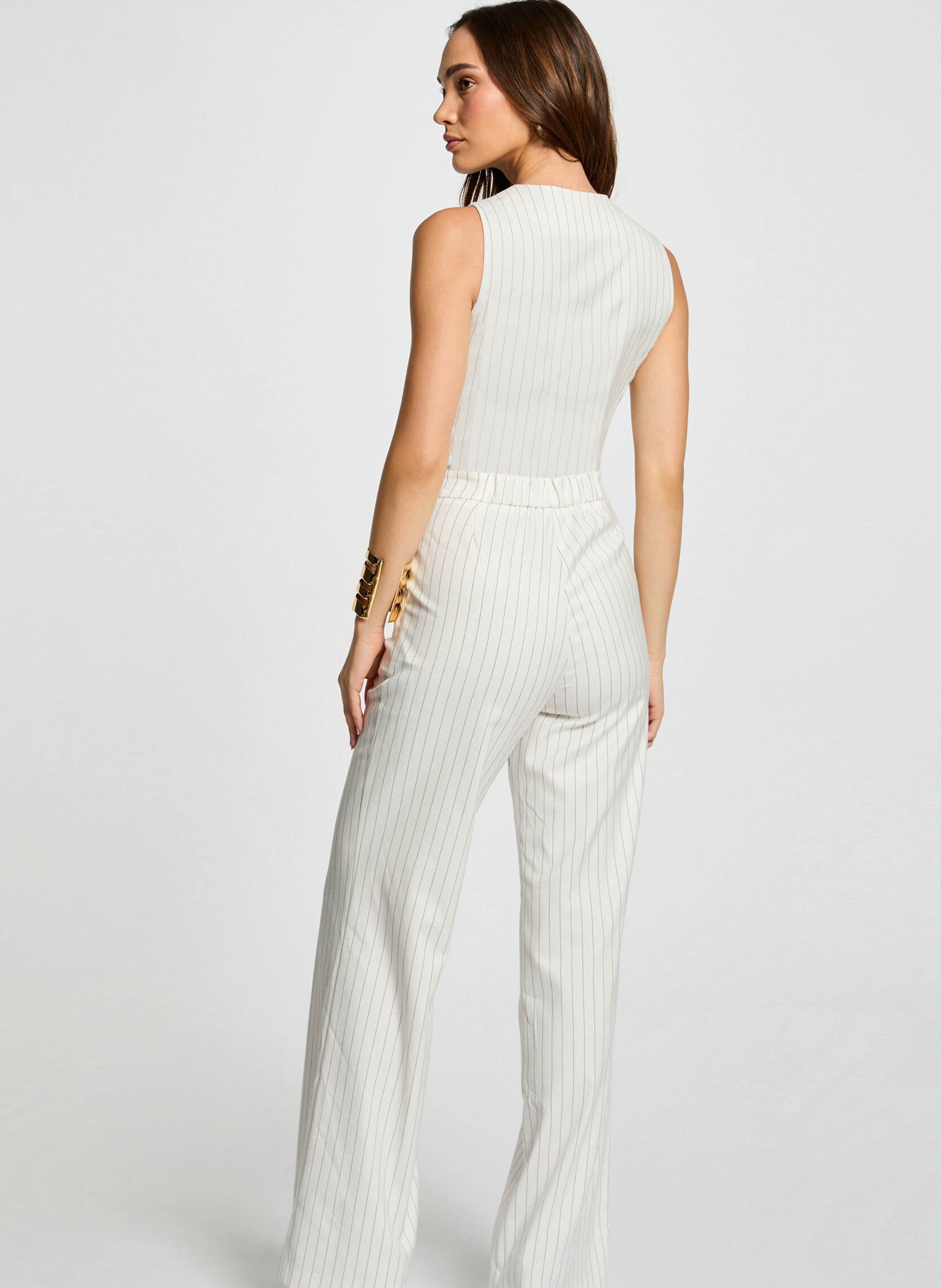 V neck Striped Jumpsuit Off White Morgan Women 99858 201 OFF WHITE Place des Tendances United Kingdom