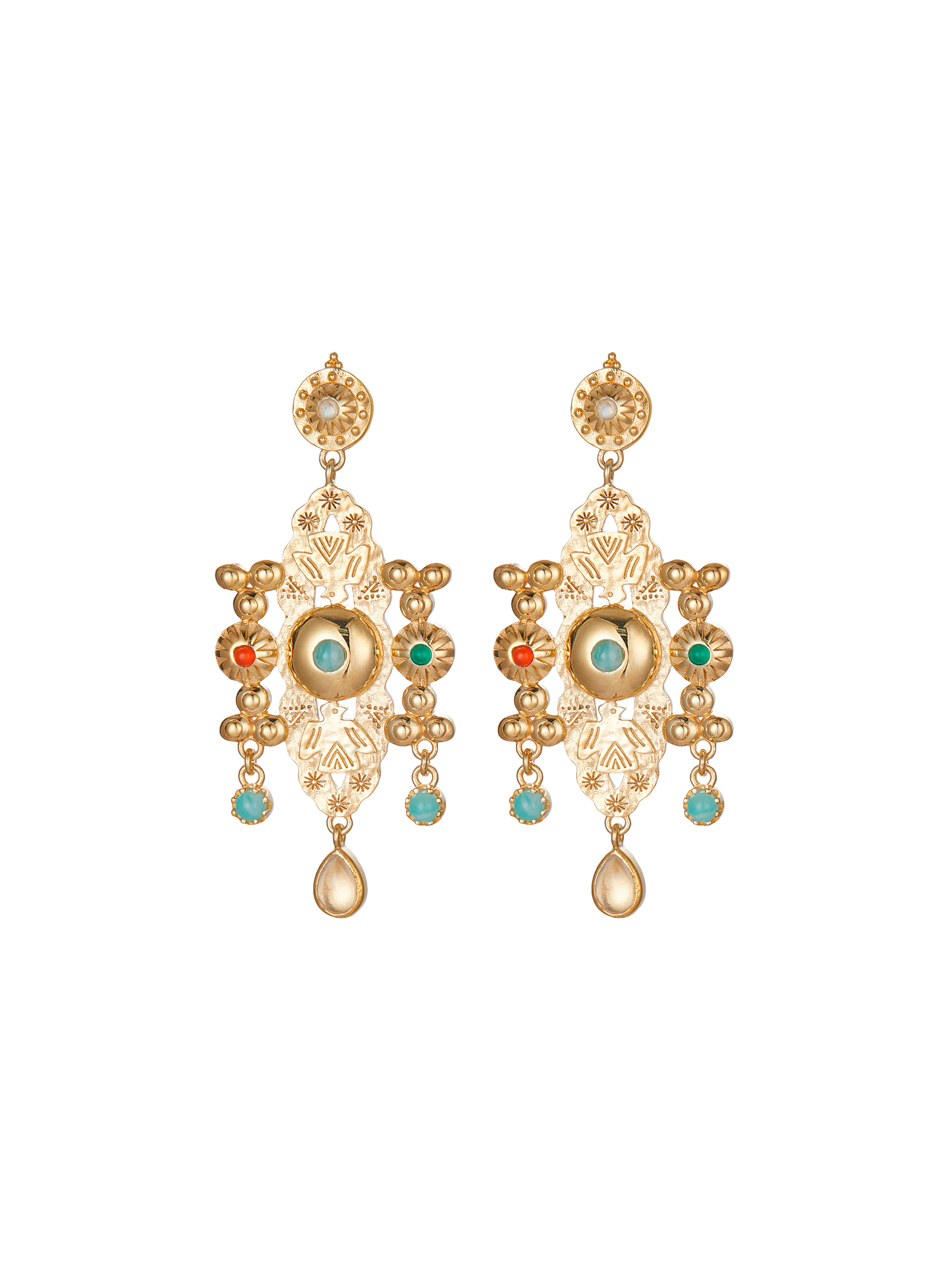 Hanging earrings for pierced ears in brass Golden