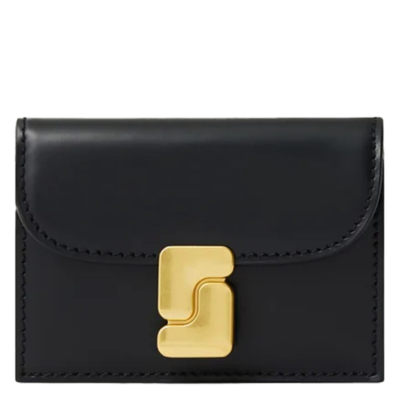 Cowskin leather card case with flap SOEUR Black