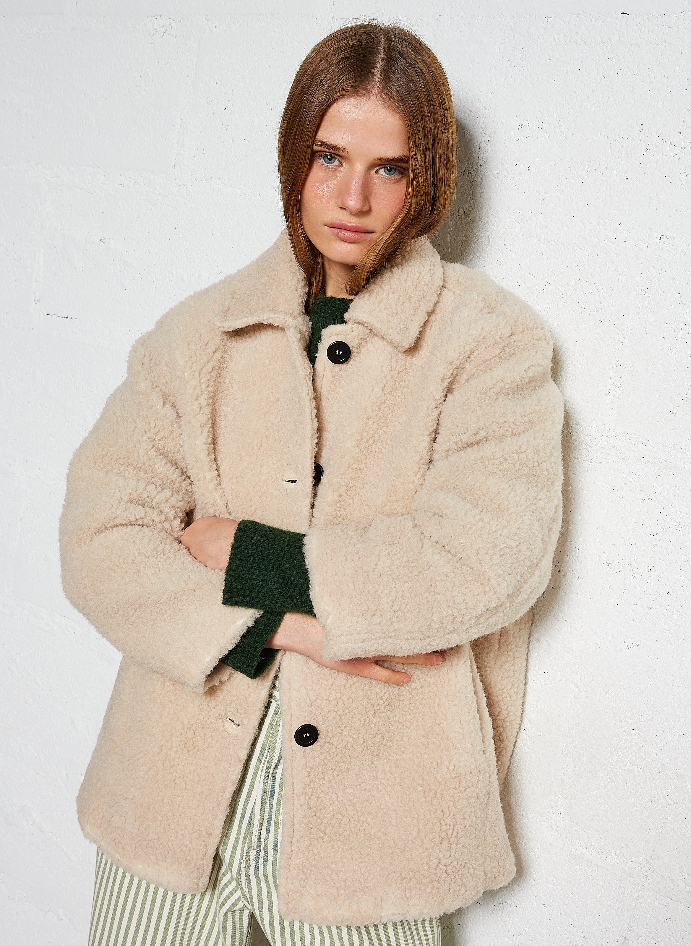 Cropped wool-blend coat AMERICAN VINTAGE Beige