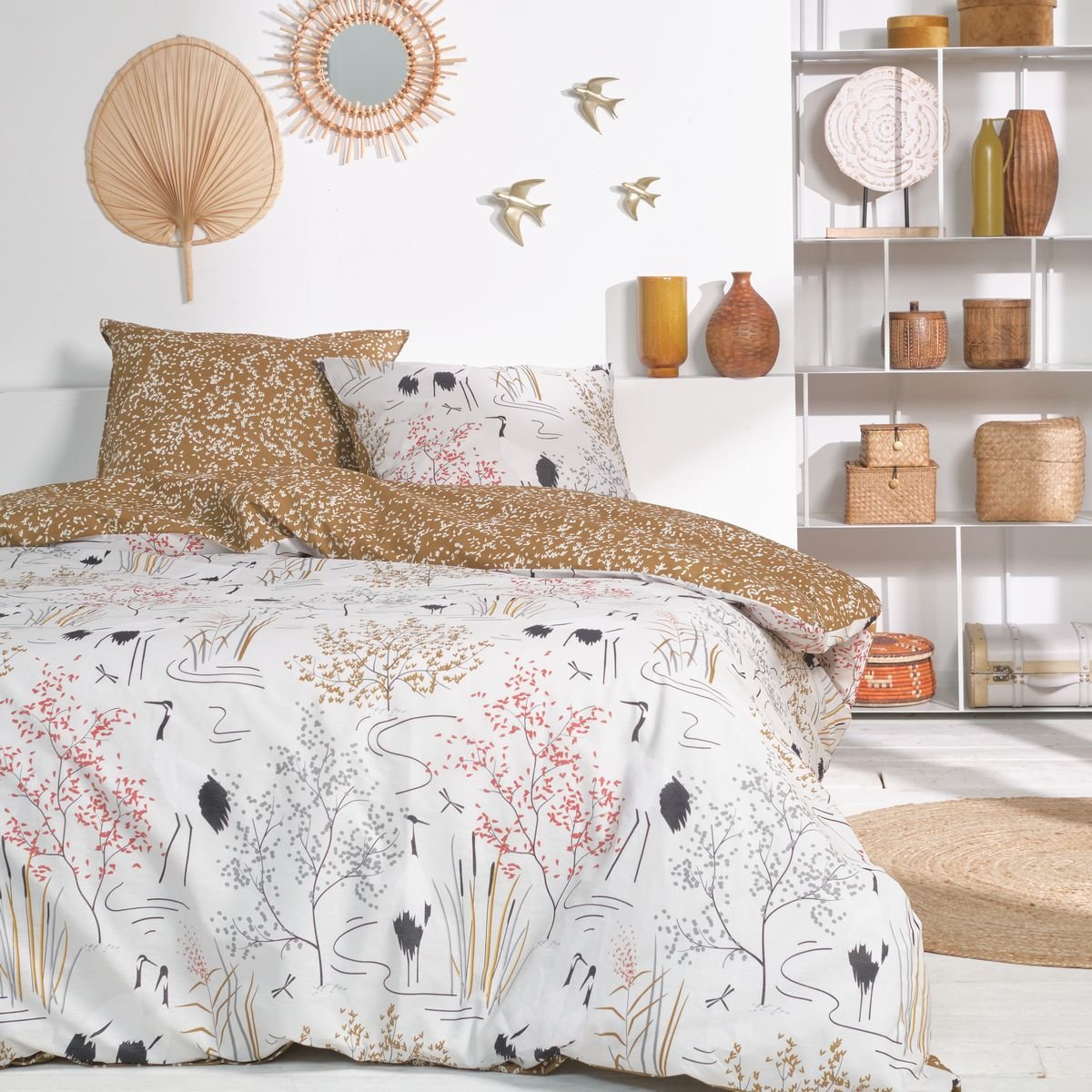 Printed cotton bed set TODAY LINGE DE MAISON Beige