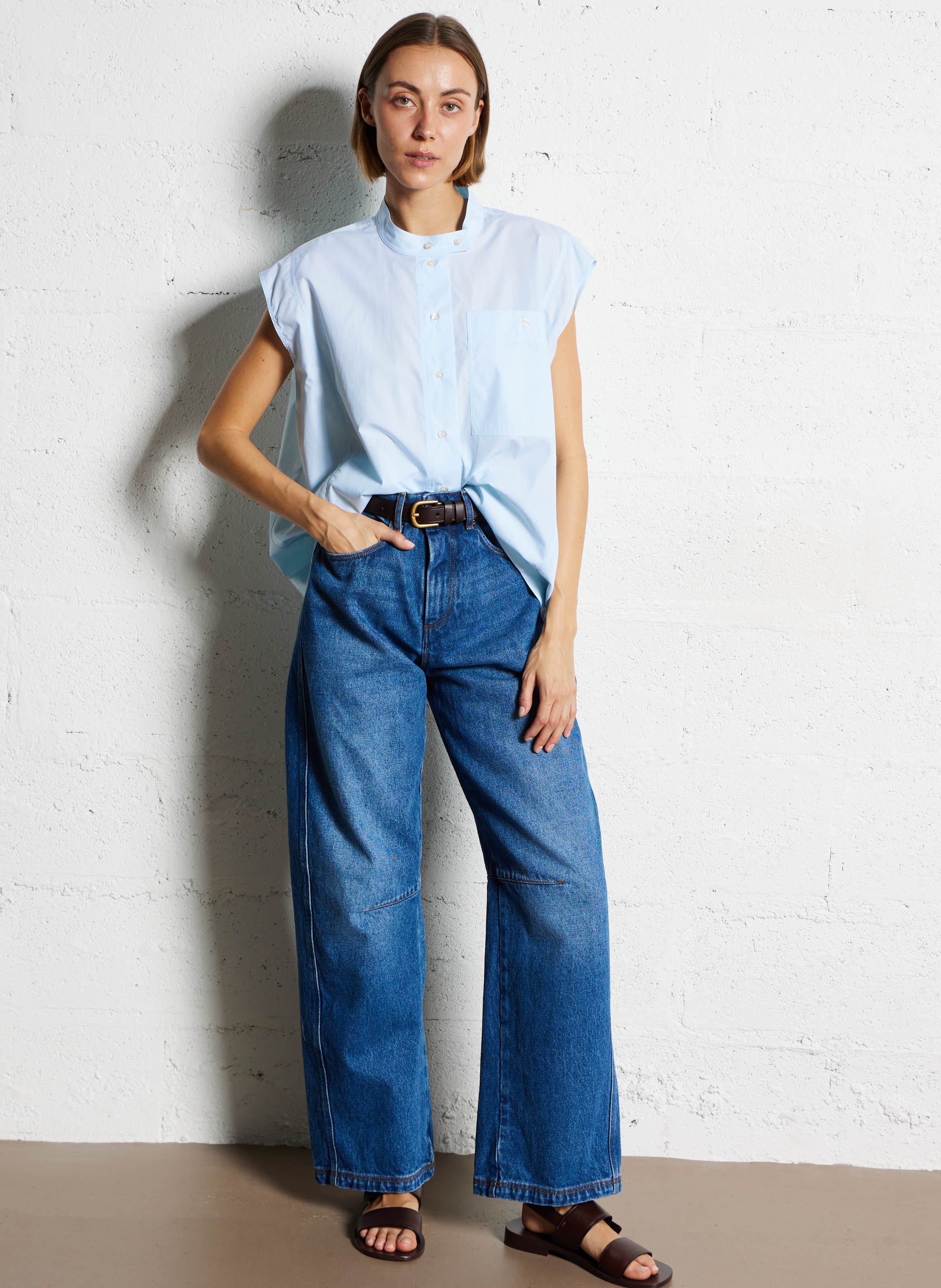 Weit geschnittene Jeans - aus Baumwolle SOEUR Blau