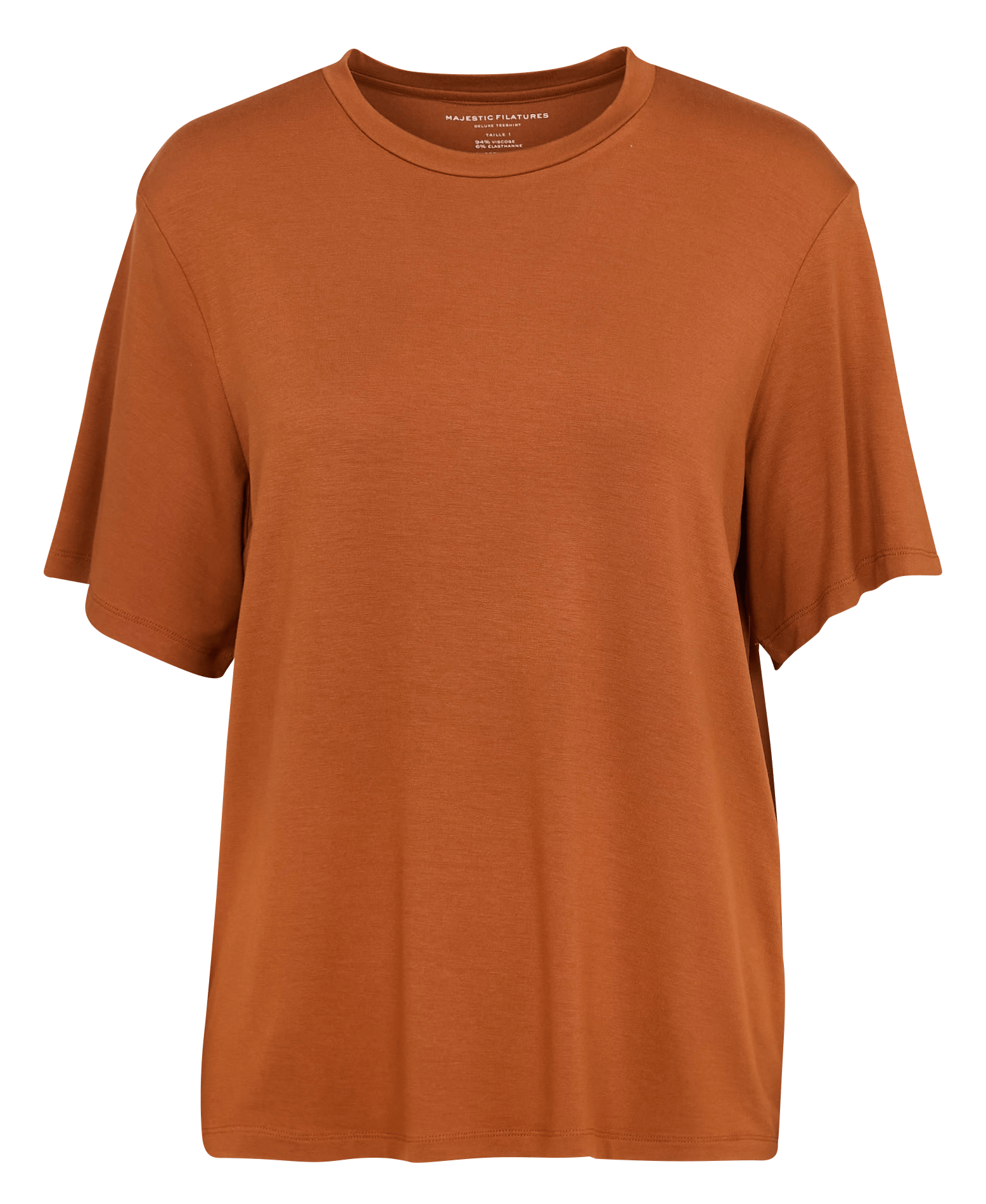 Tee-shirt oversize col rond  MAJESTIC FILATURES Marron