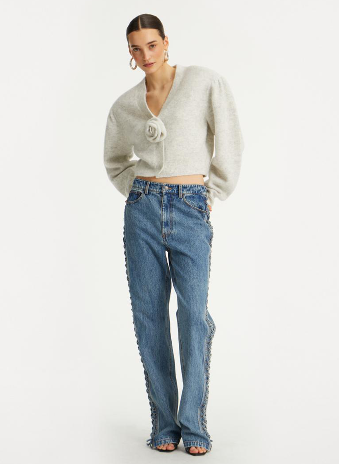 Jean droit en coton bio ROTATE Bleu