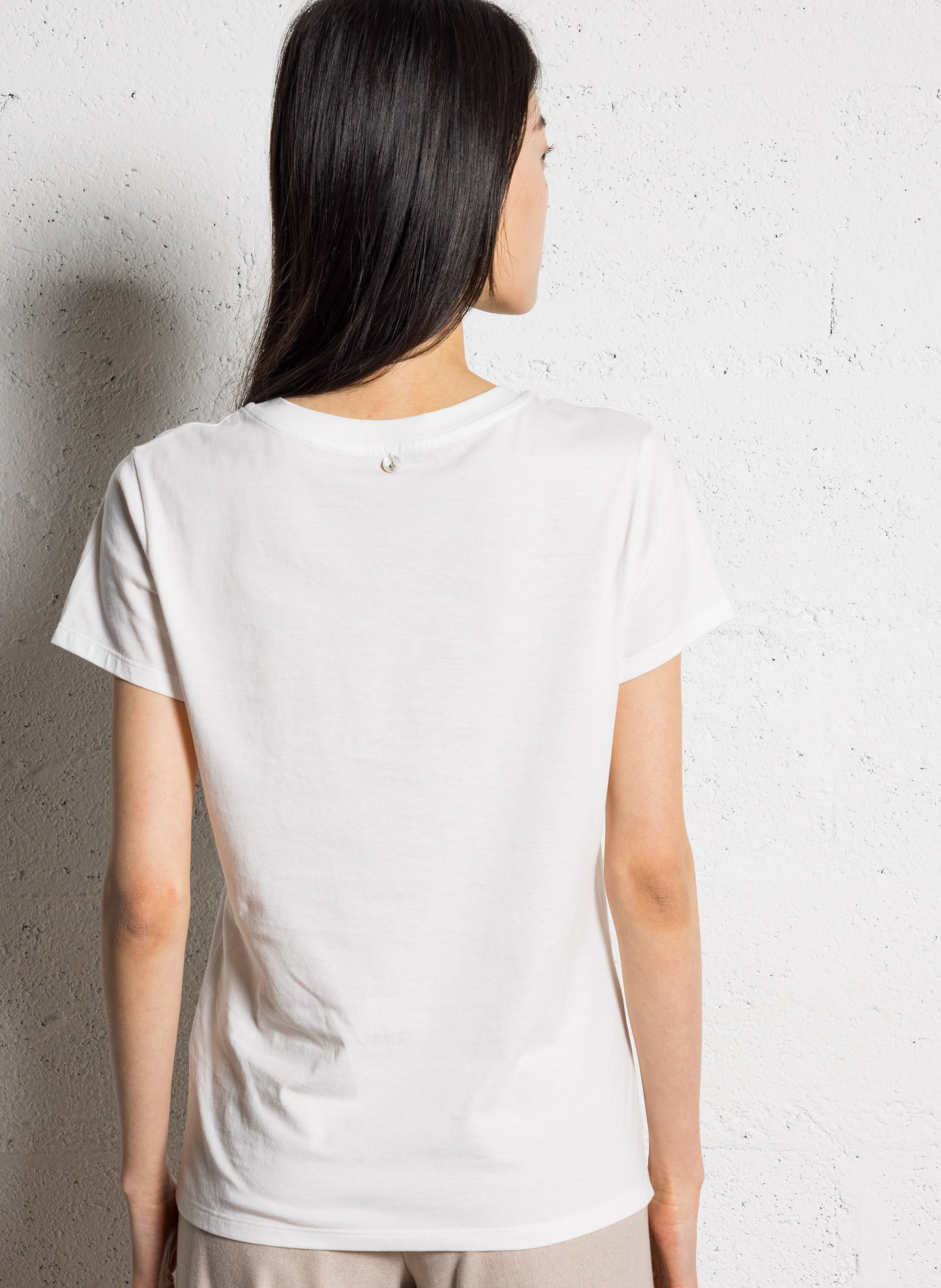 Tee-shirt col rond en coton Blanc