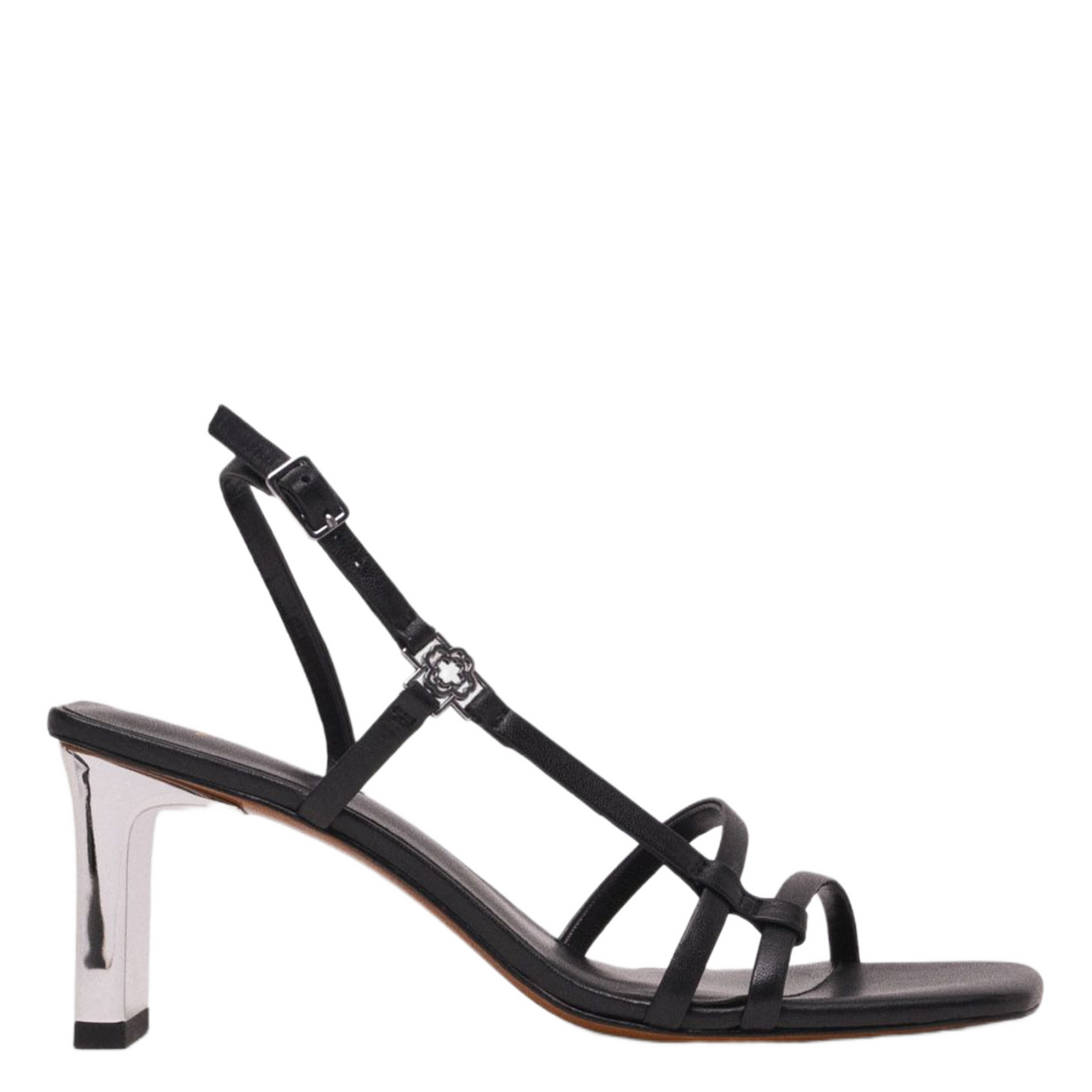 Hoge, glanzende, leren sandalen MAJE Zwart