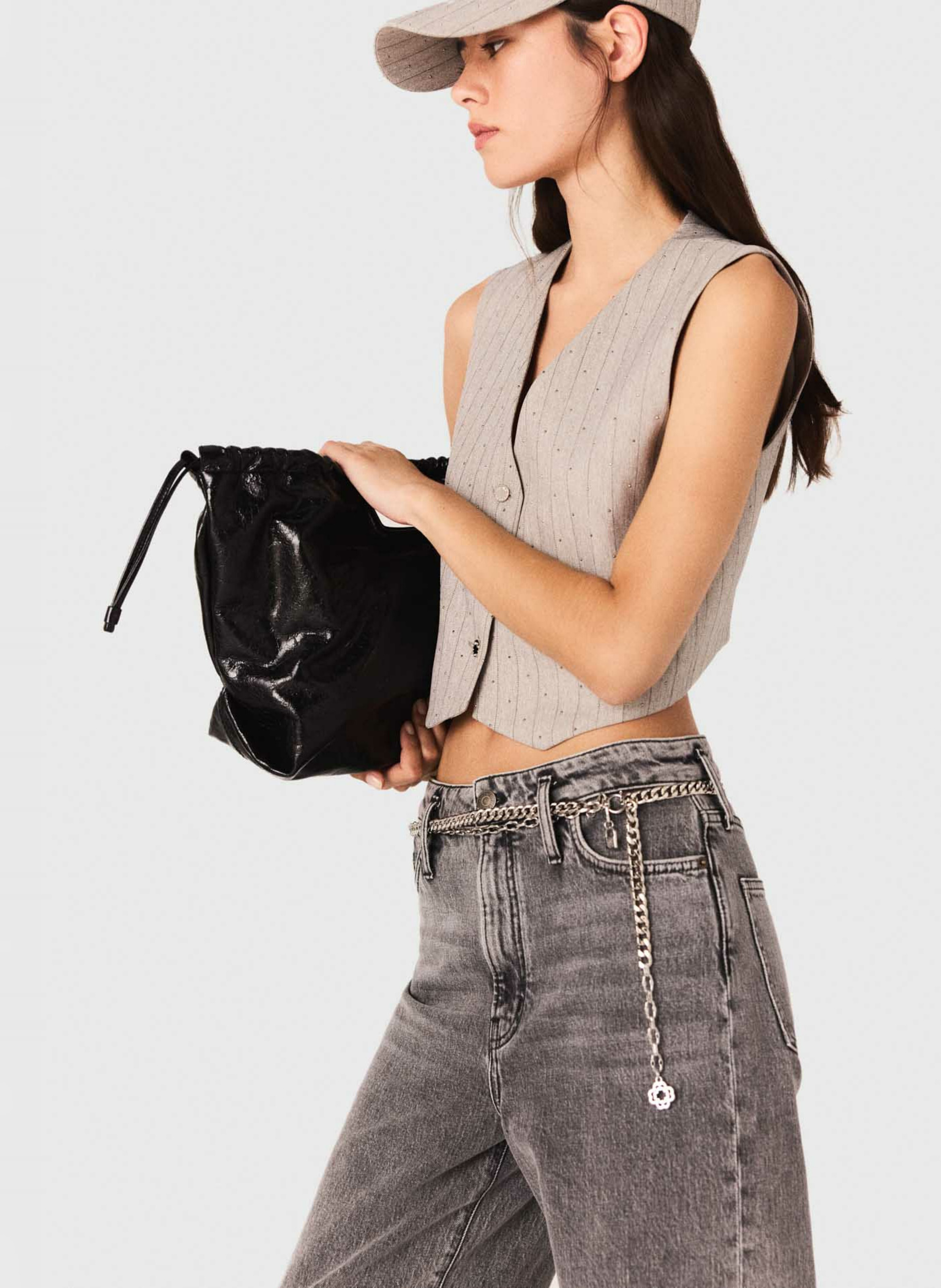 Aansluitend gestreept vest MAJE Grijs