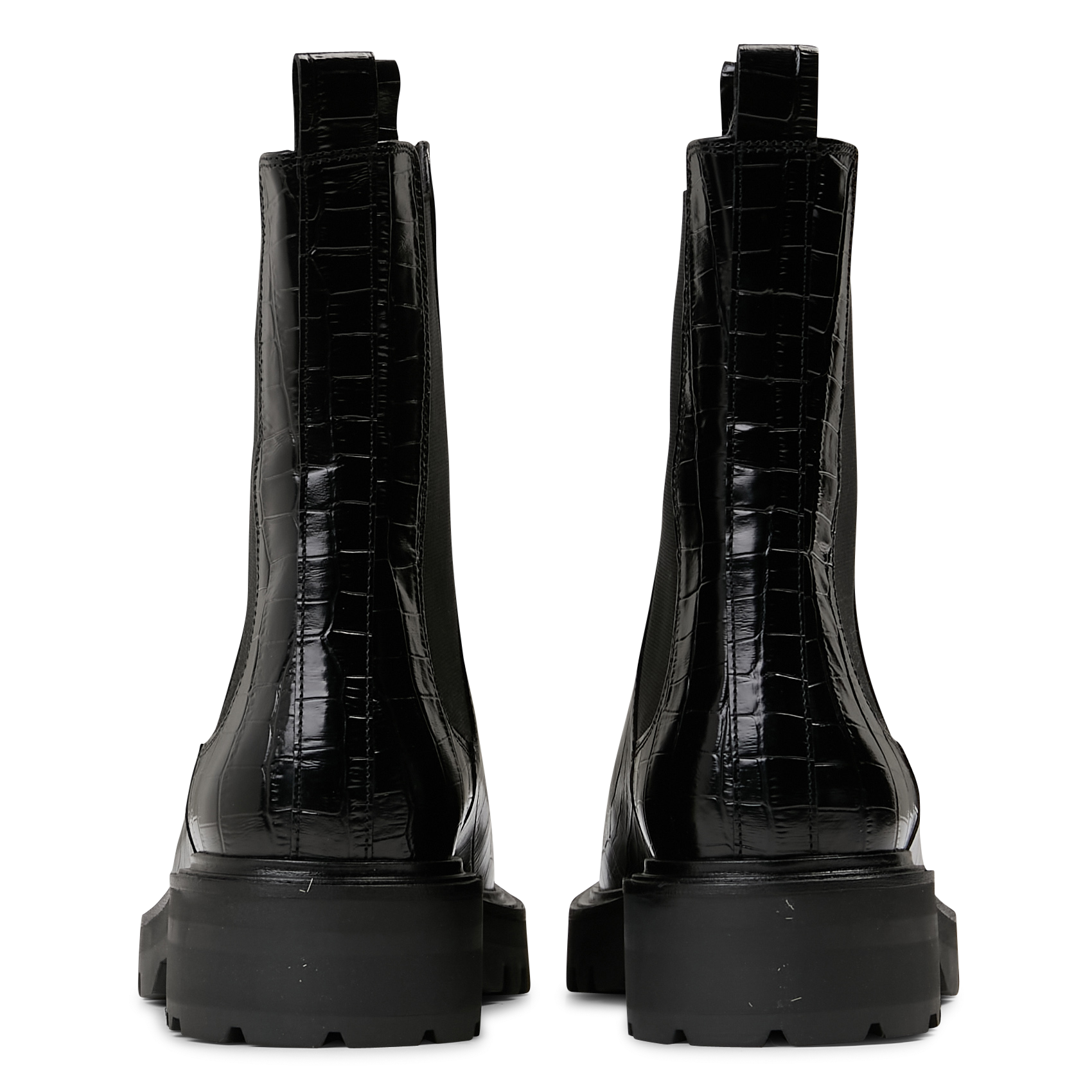 Lederstiefeletten mit Kroko-Prägung BILLI BI Schwarz