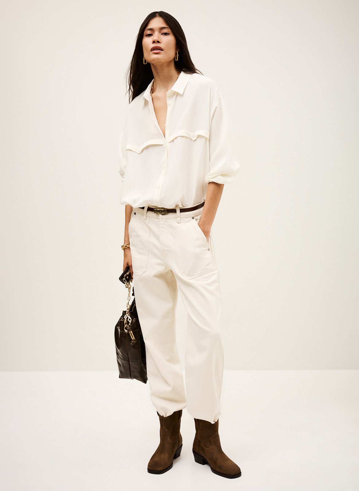 Blouse van zijde BA&SH Beige