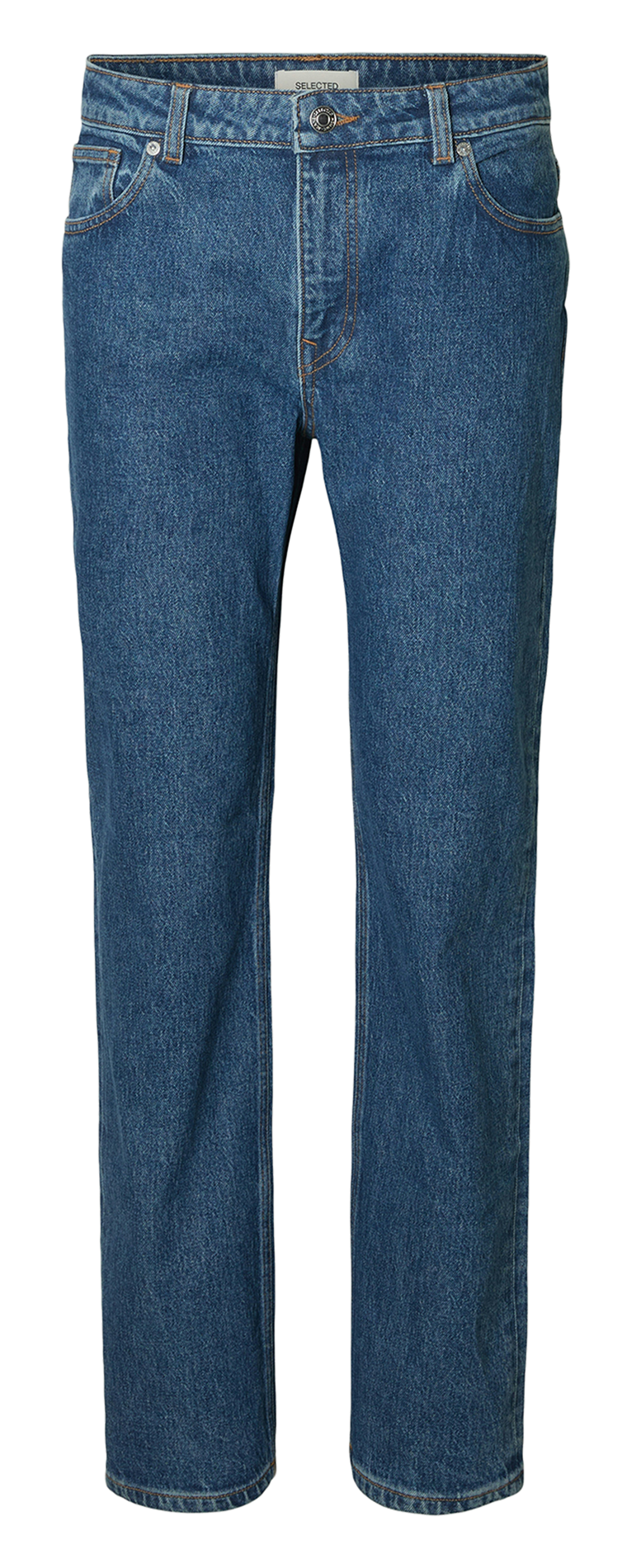 Jean droit en coton bio mélangé SELECTED Bleu